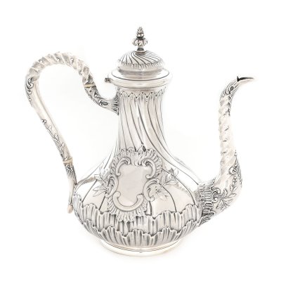 Orientalist-inspired Risler & Carre silver teapot, approx. 1900