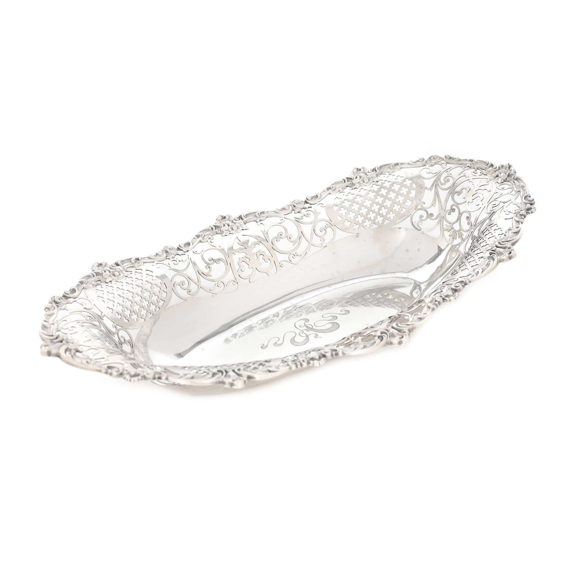 Fructieră Gorham din argint, cu decor traforat manual, cca. 1906