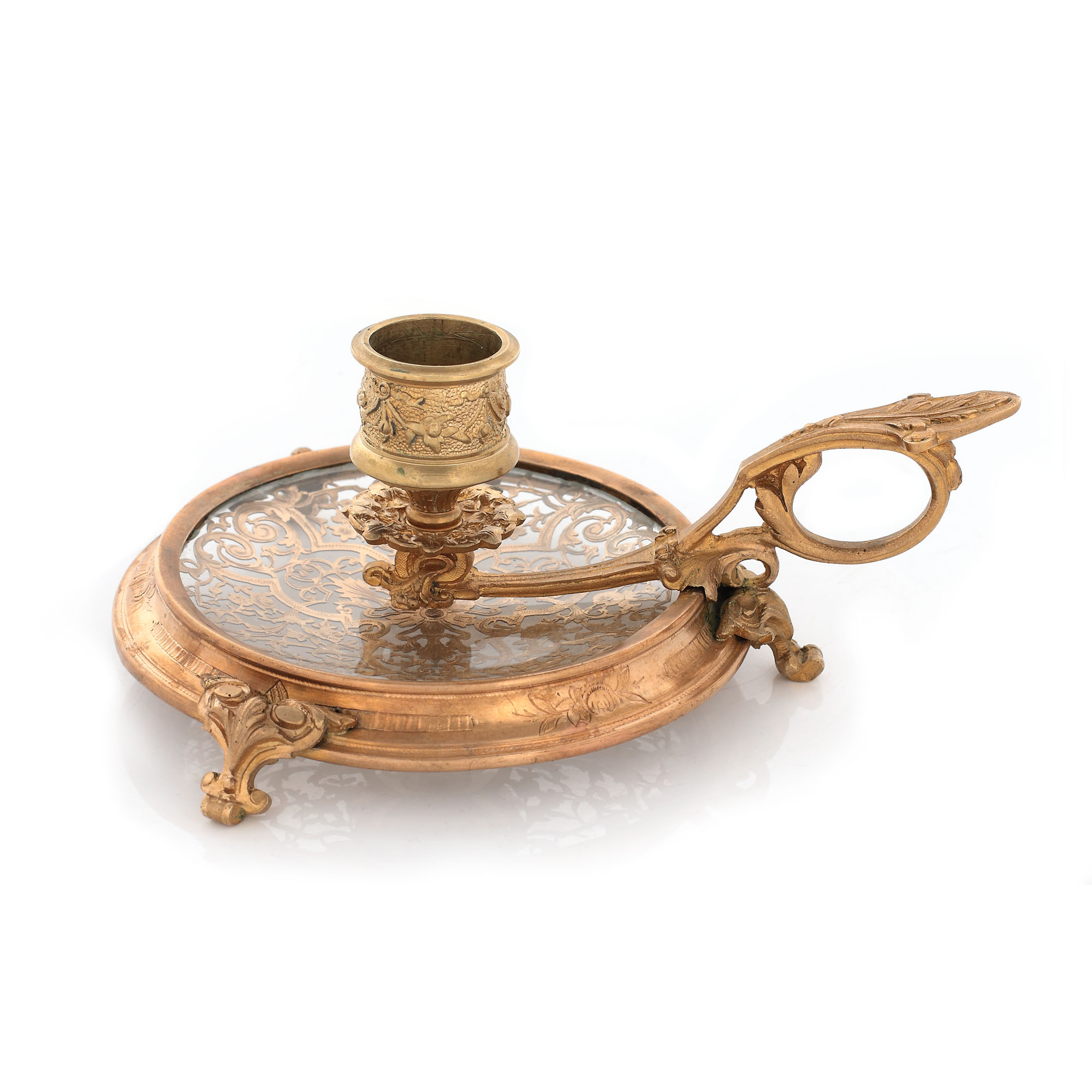 Susse Frères candlestick, crystal and gilded bronze, with handmade decoration, approx. 1870