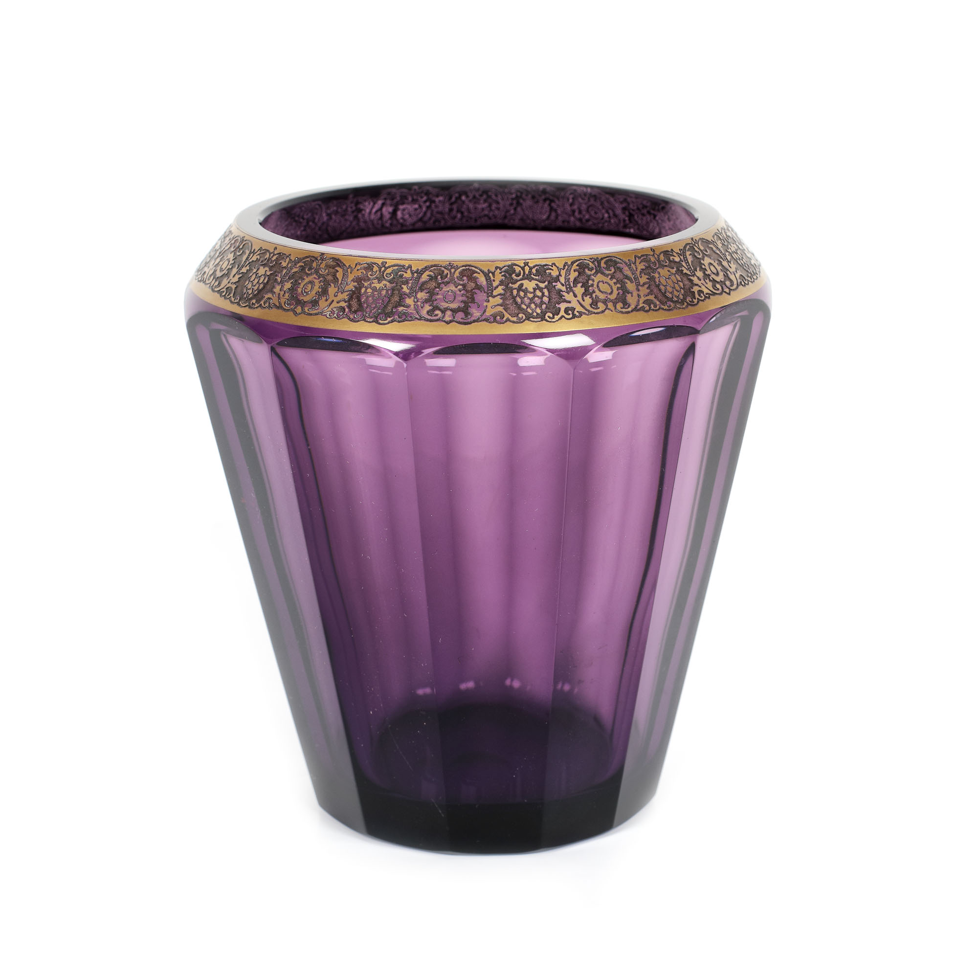 Moser crystal vessel, decorated with colloidal gold frieze, approx. 1900