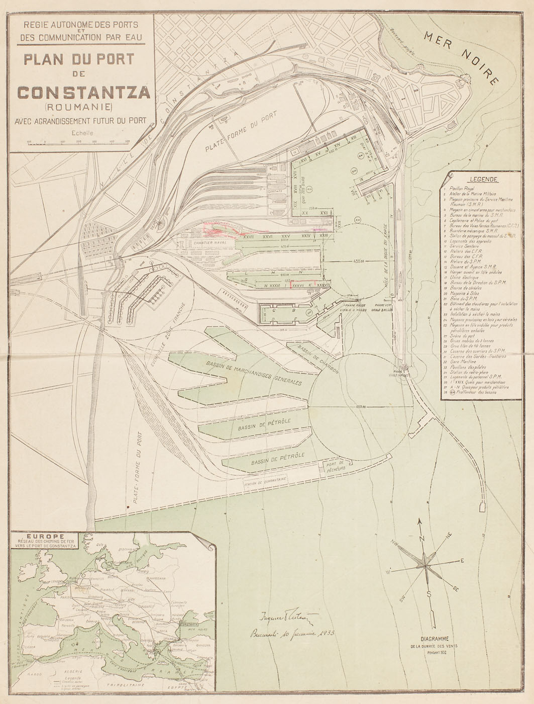 Harta portului Constanța, 1933, provine din colecţia ing. Ion D. Ghica