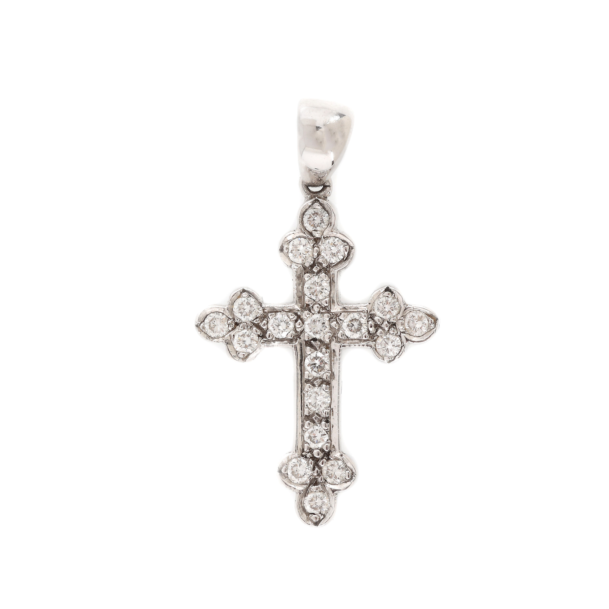 Pandantiv cruce din aur alb, decorat cu diamante