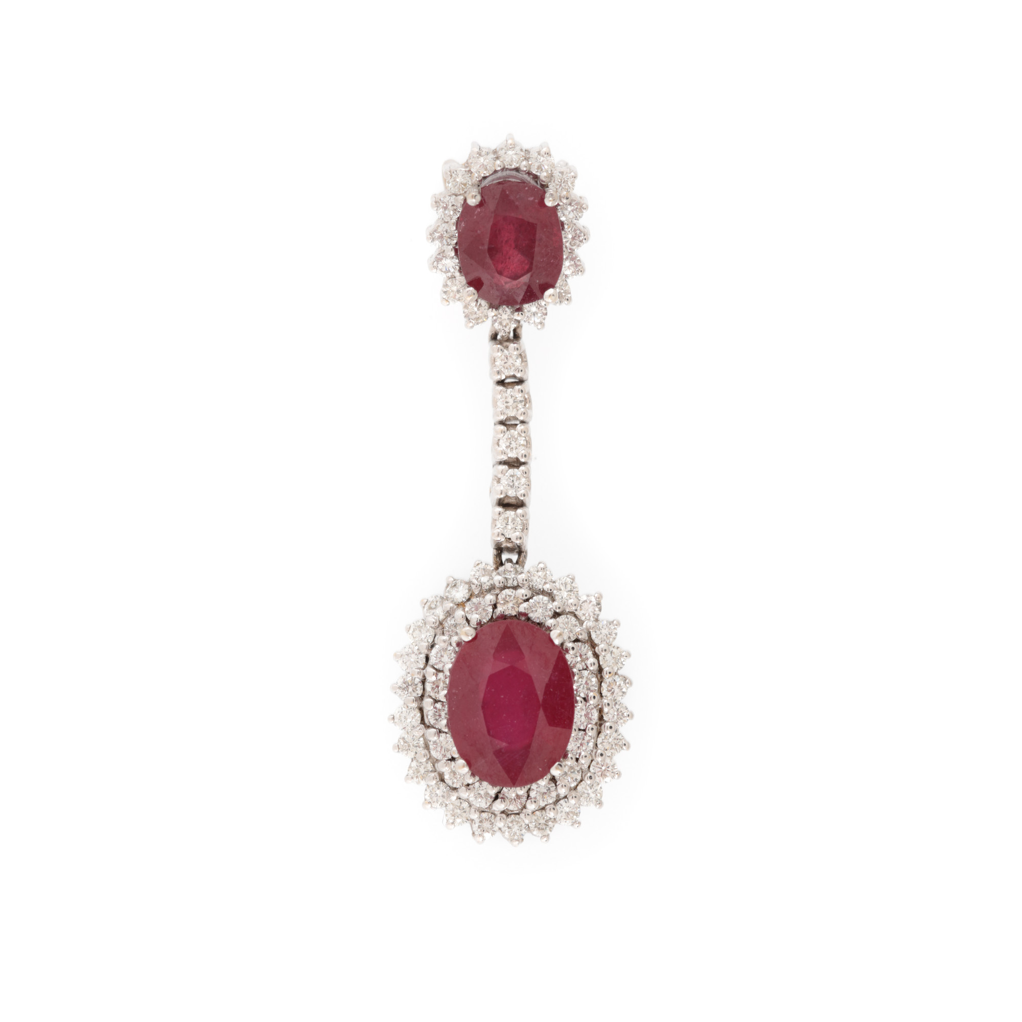 ”Royal Red” - pandant din aur alb, decorat cu două rubine anturate de diamante