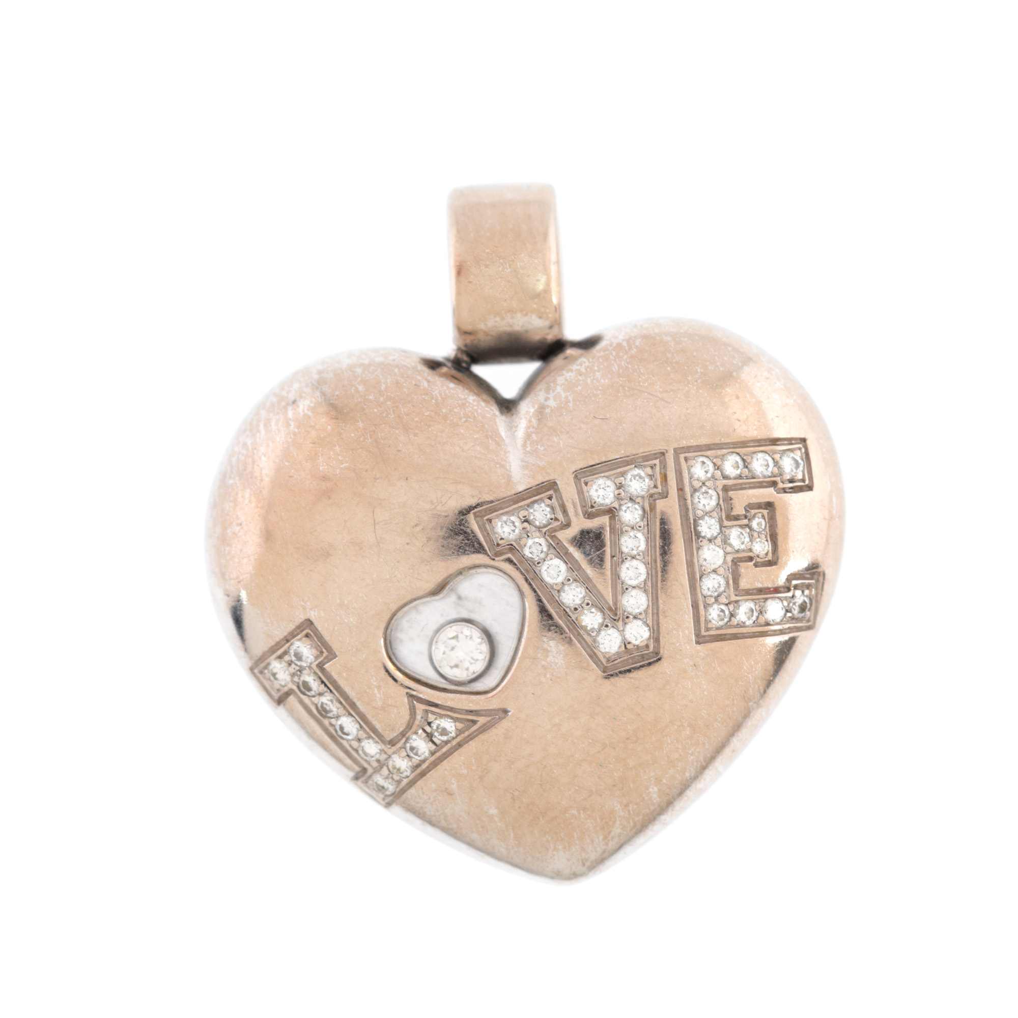 ”Love” - pandantiv Chopard din aur alb, decorat cu diamante