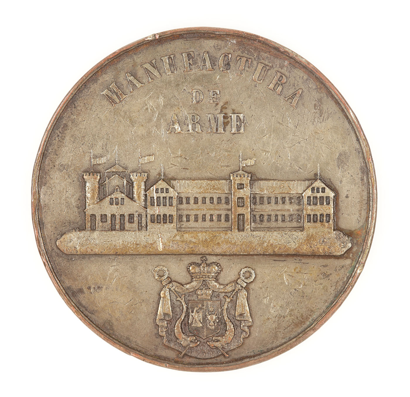 Medalie "Manufactura de arme Alexandru Ioan Cuza 1863", gravor Caqcue, provine din colecţia Ion Ghica
