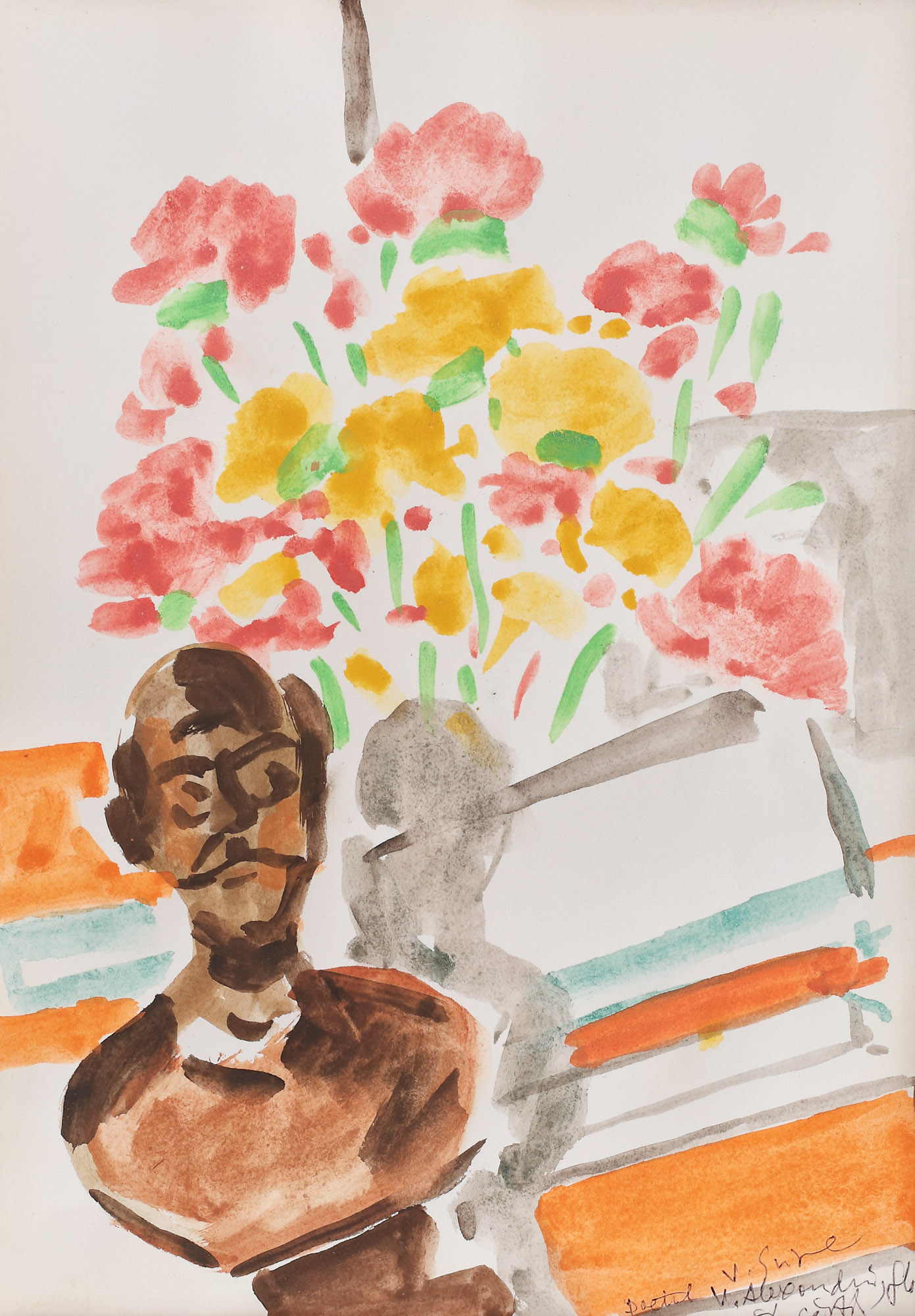 Still Life with Carnations and the Bust of the Poet Vasile Alecsandri
