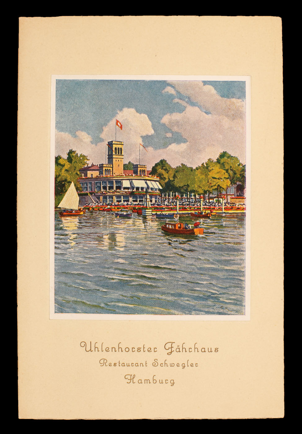 Meniu al celebrului restaurant Uhlenhorster Fahrhaus din Hamburg, provine din colecția ing. Ion D. Ghica