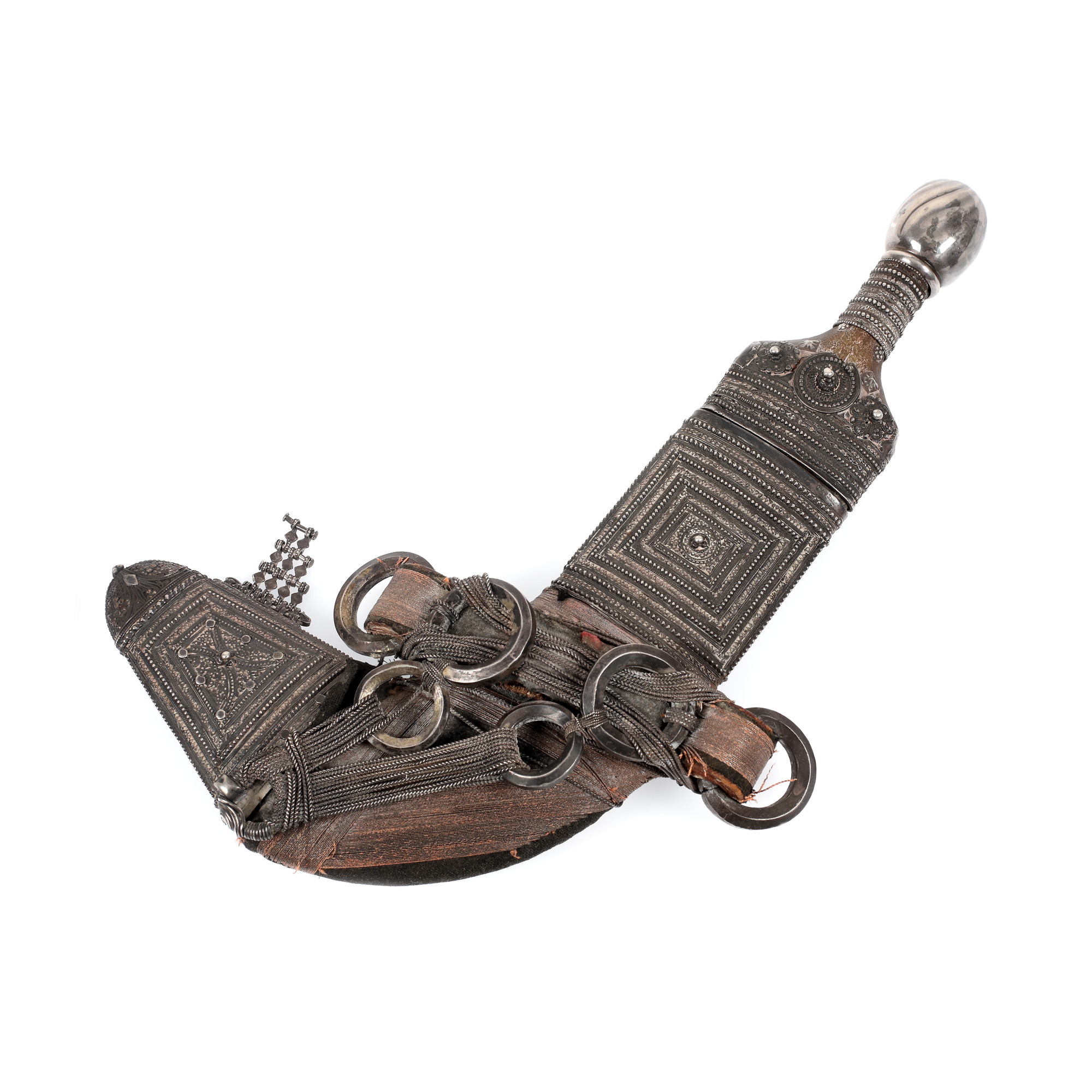 Pumnal Khanjar, cu teacă și mâner din argint, Oman, cca. 1890