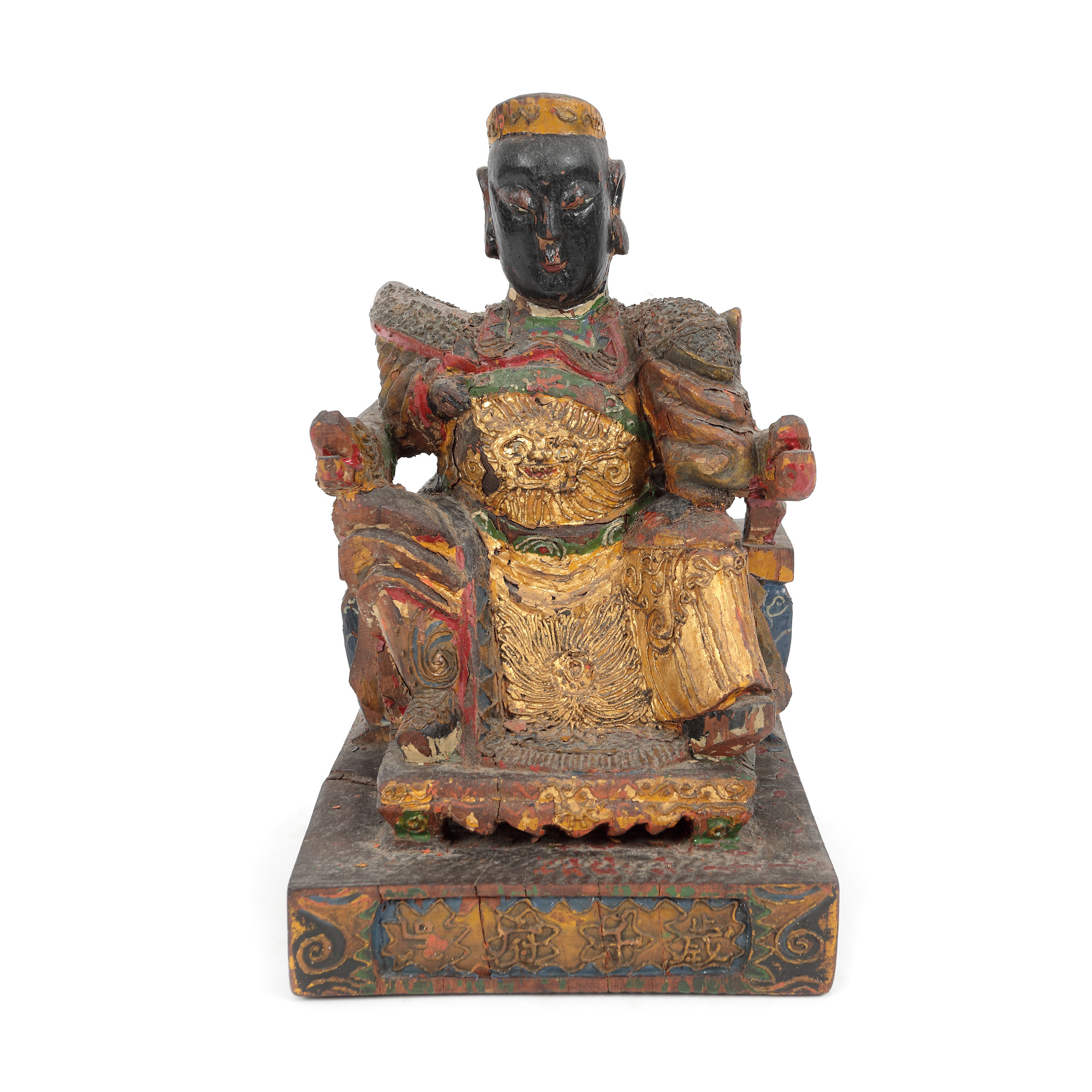 Statuetă din lemn pictat, înfățisând un nobil, perioada dinastiei Qing, China, sec. XIX