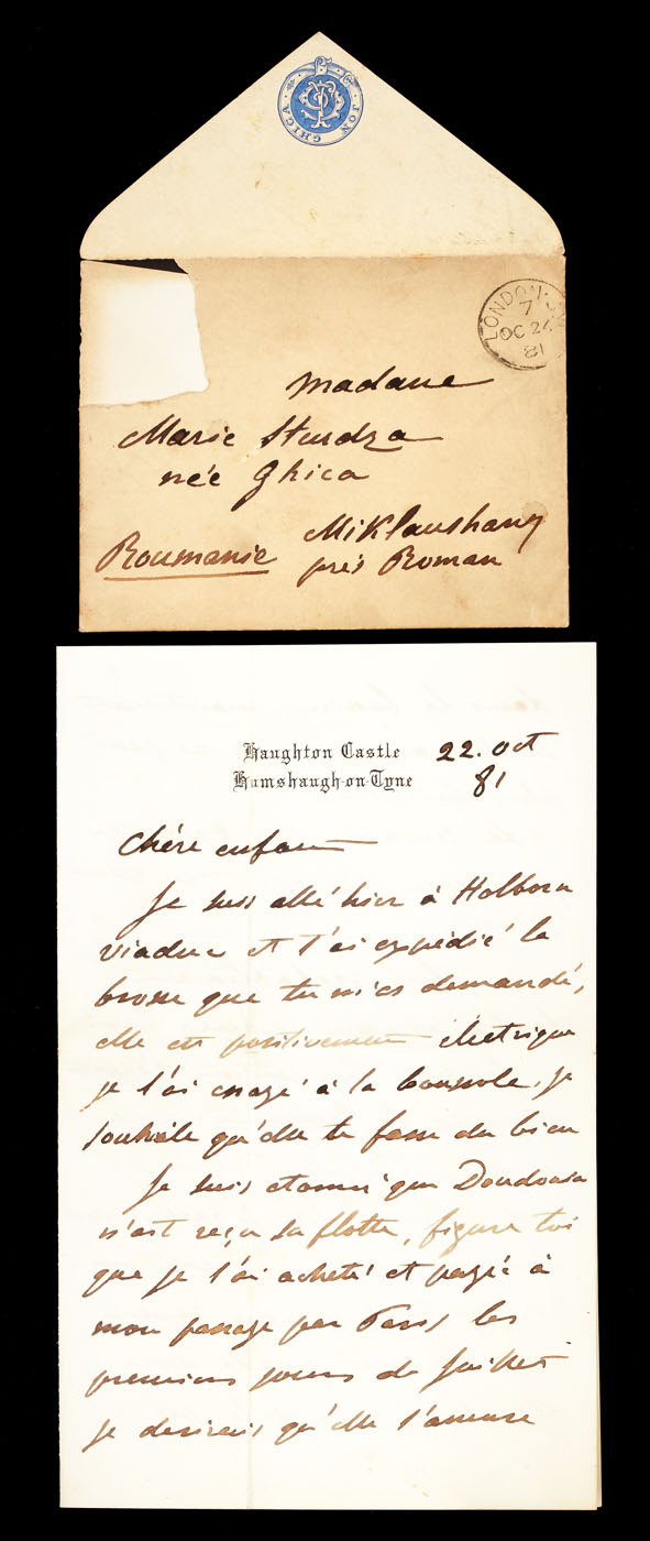 Scrisoare inedită trimisă de Ion Ghica fiicei sale Maria Sturdza, 22 octobrie 1881 (2 file)