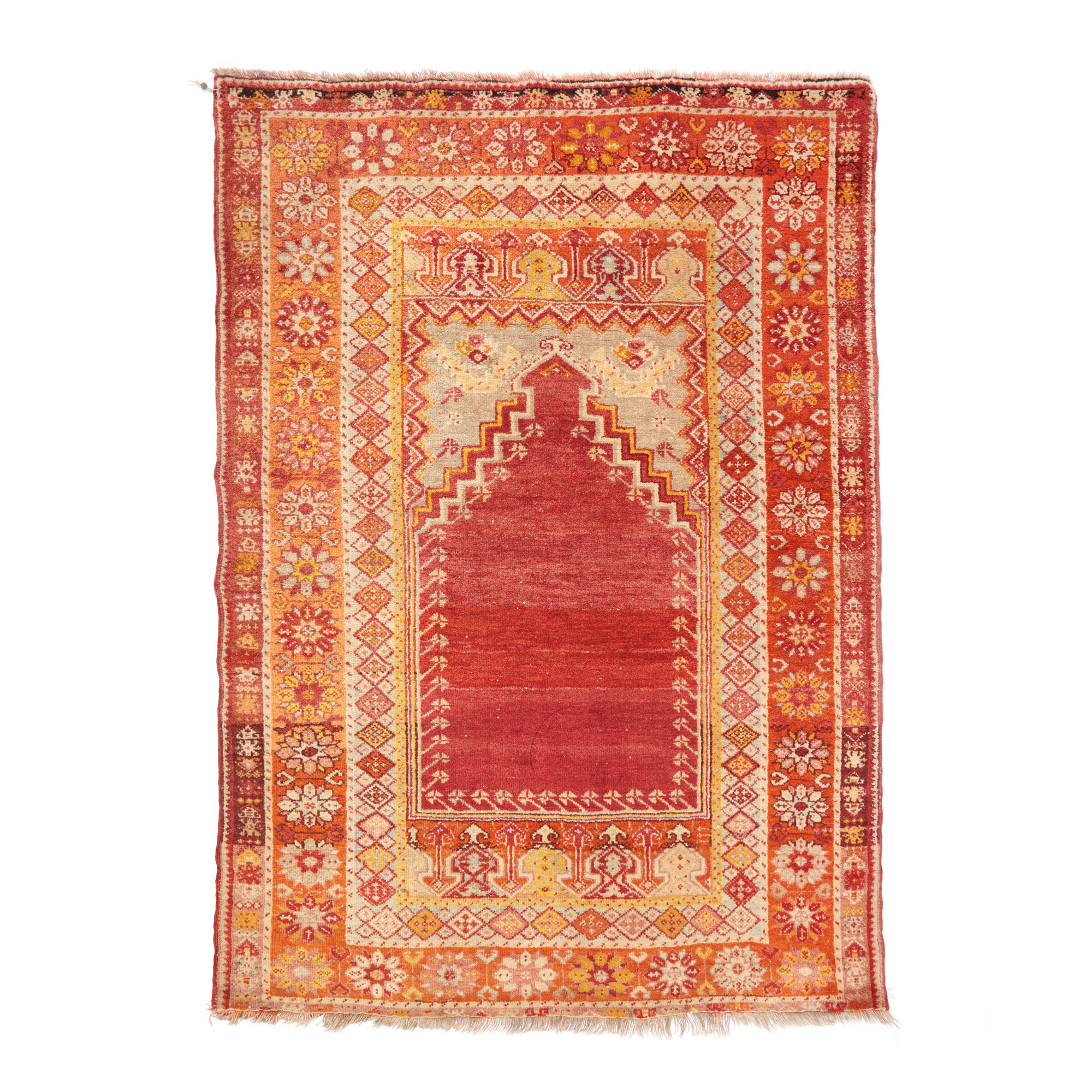 Covor de rugăciune Kirshehir, decorat cu mihrab și motive tradiționale, Anatolia Centrală, cca. 1880