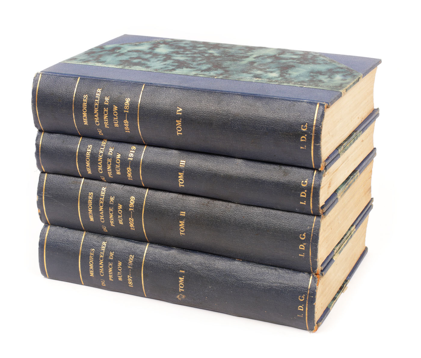 "Memoriile cancelarului Prince von Bulow", patru volume, franceză, Paris, 1897-1902, cu semnătura olografă a lui Ion D. Ghica
