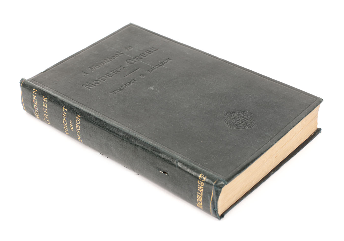 "Îndreptar de greacă modernă", de Edgar Vincent, engleză, Londra, 1893, cu semnătura olografă a Alexandrinei Ghica