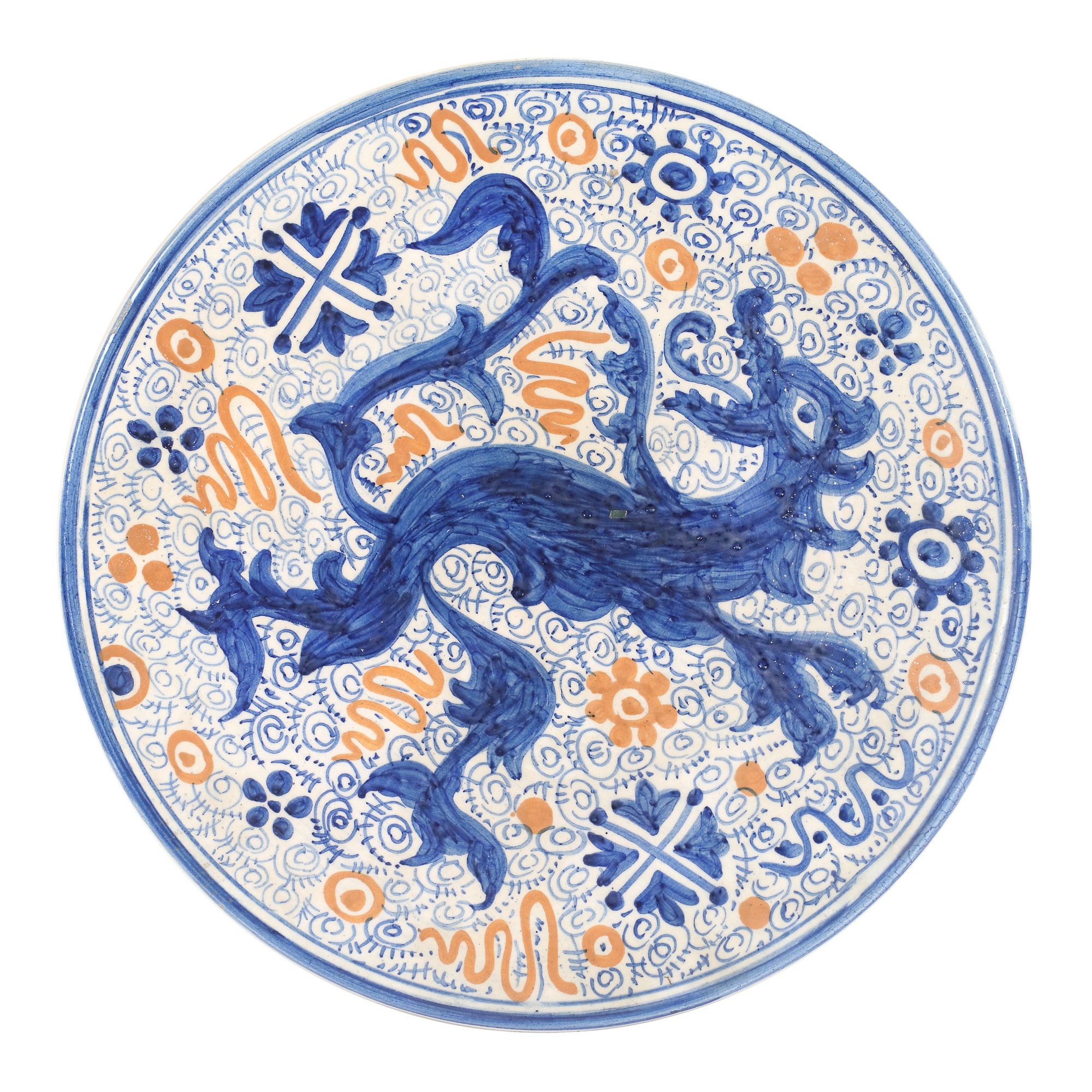 Platou din ceramică, de inspirație hispano-maură, sec. XIX