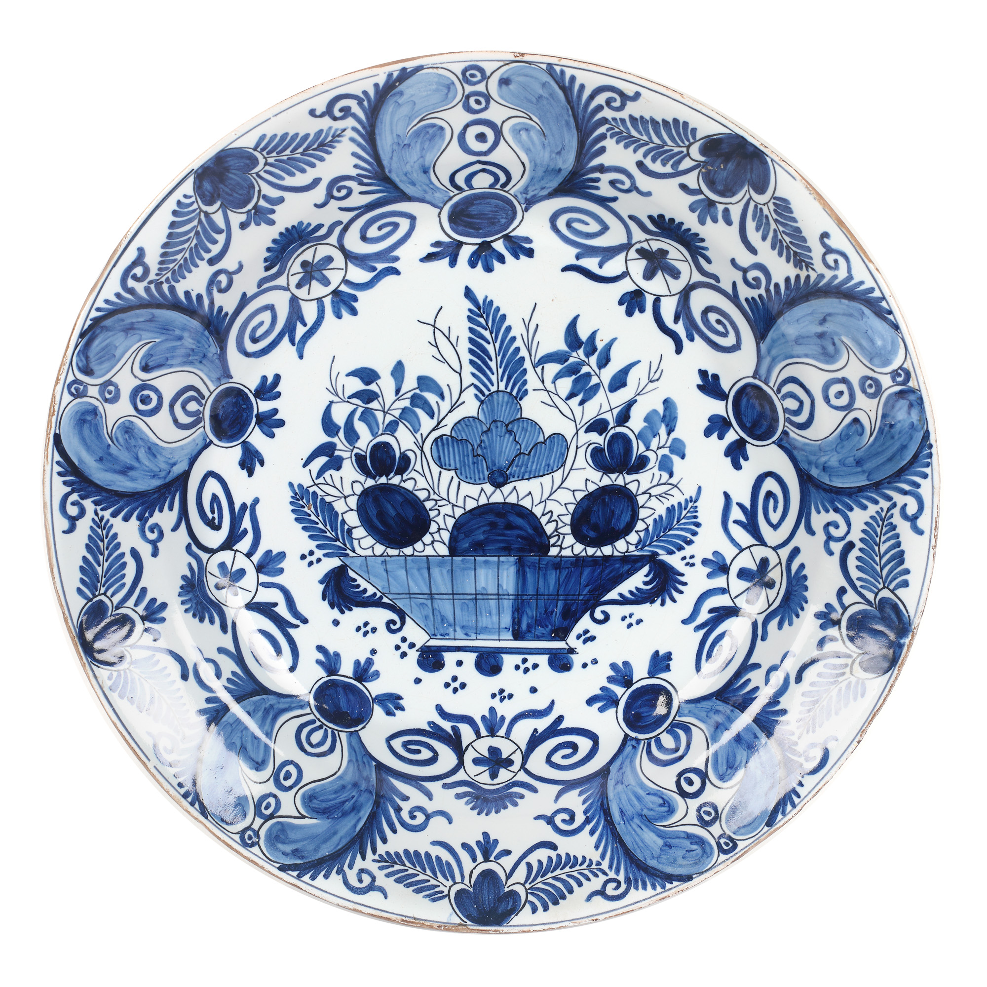 Rar platou Delft din ceramică pictată manual, manufactura De Klaauw, cca. 1680-1700 