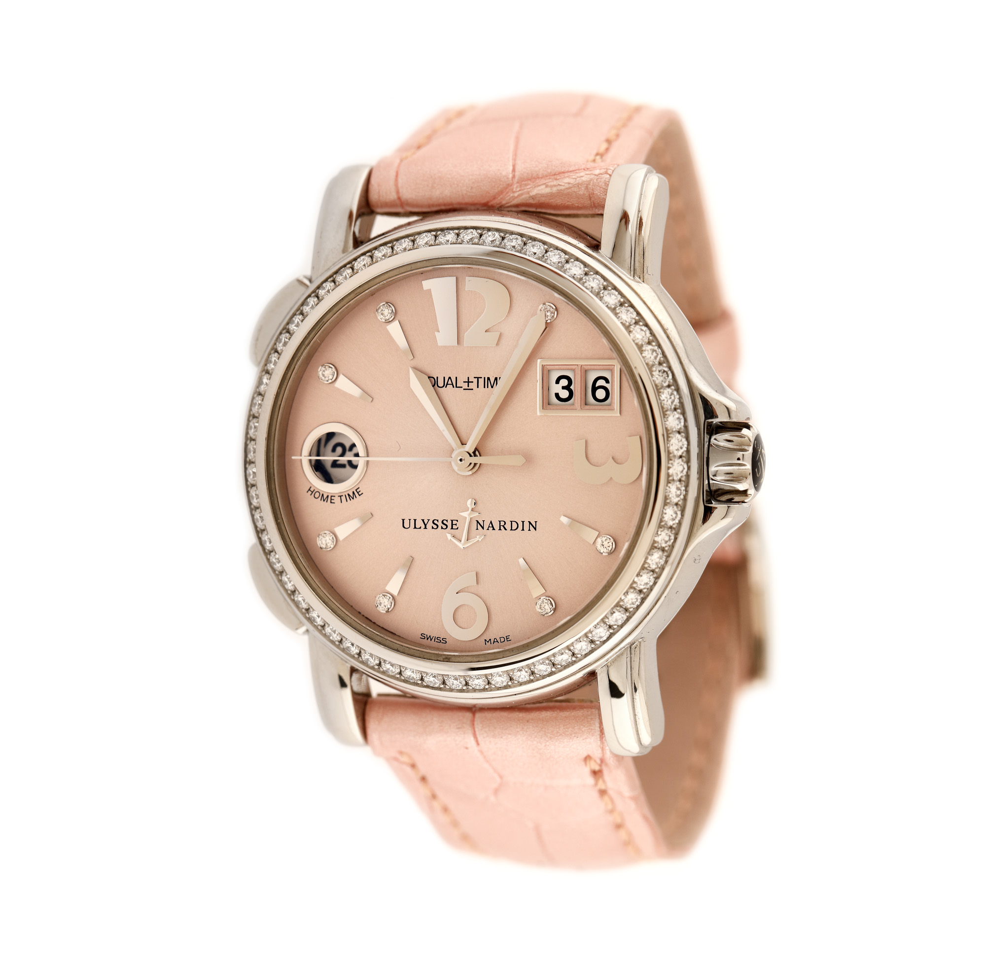 Ulysse Nardin Dual Time wristwatch, women, decorated with diamonds