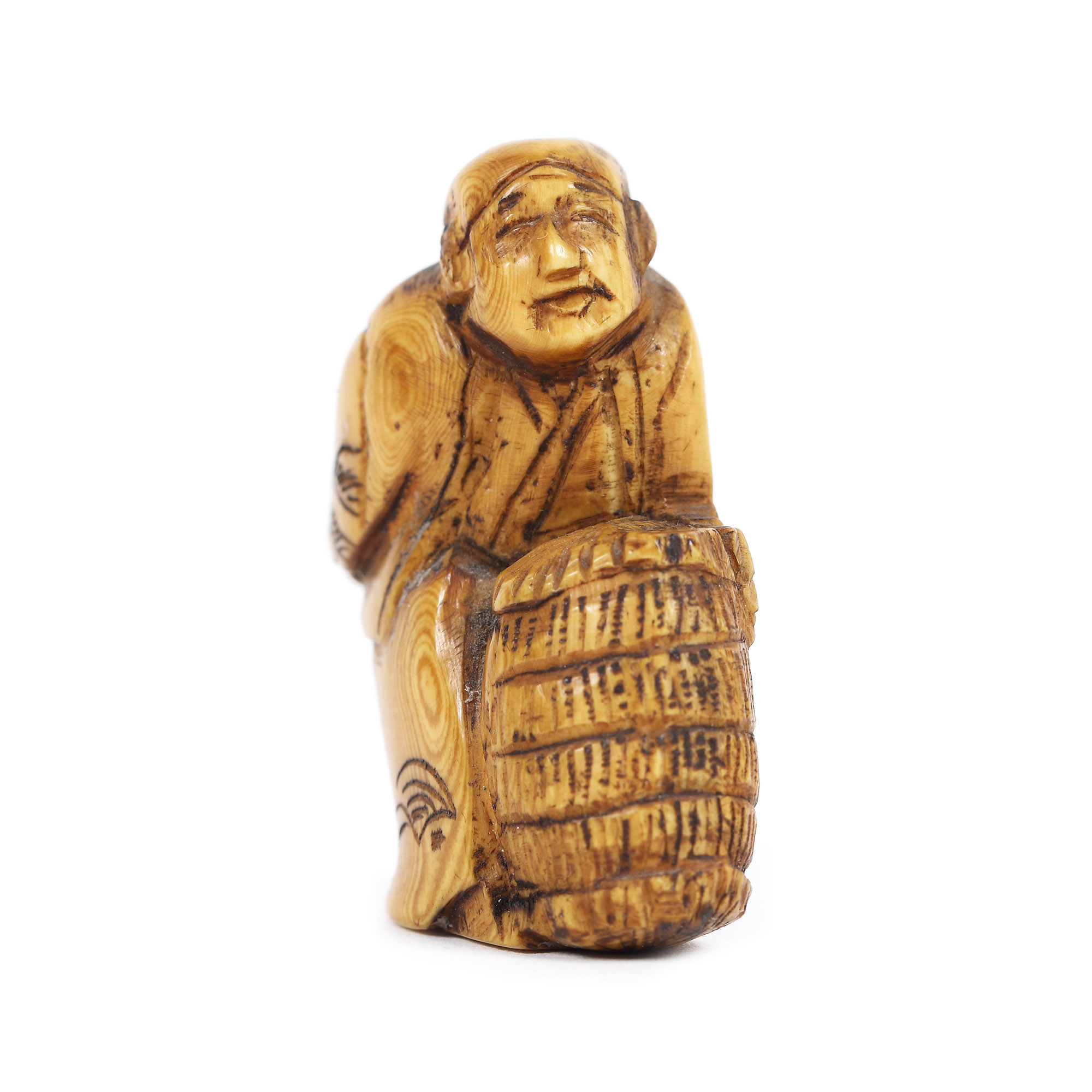 Netsuke din fildeș înfățișând un comerciant, perioada Meiji, Japonia, sec. XIX
