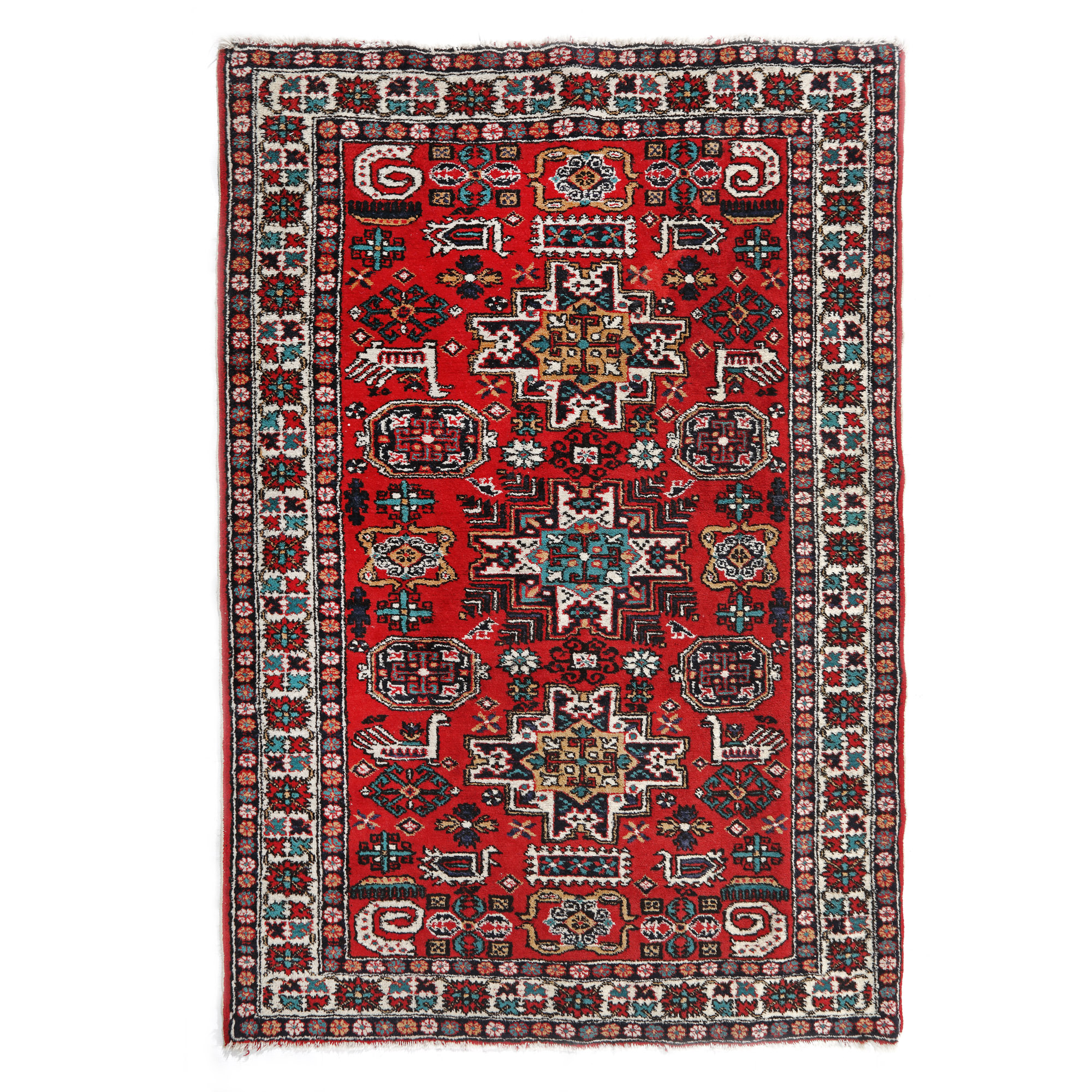 Covor Lesghi din lână, decorat cu rozete, Azerbaijan