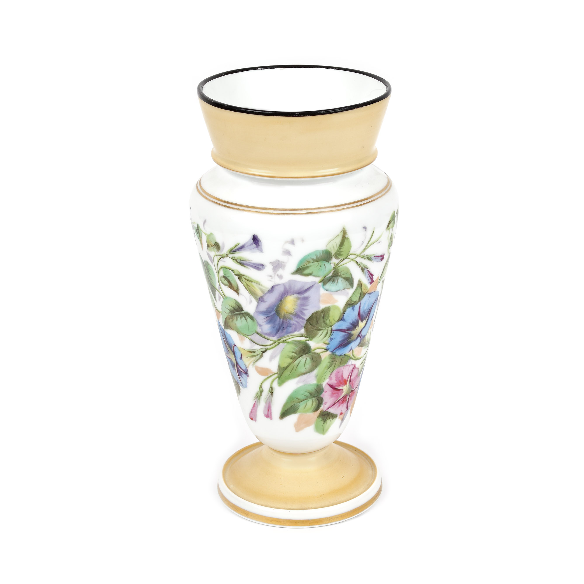 Porcelain vase, hand-painted, decorated with morning glory flowers, from the Lucrezia and Ion Pacea collection