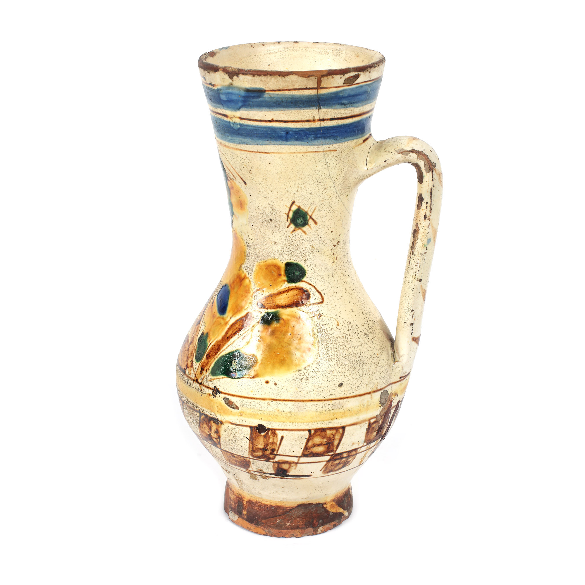 Glazed ceramic Persian vase, decorated with floral motifs