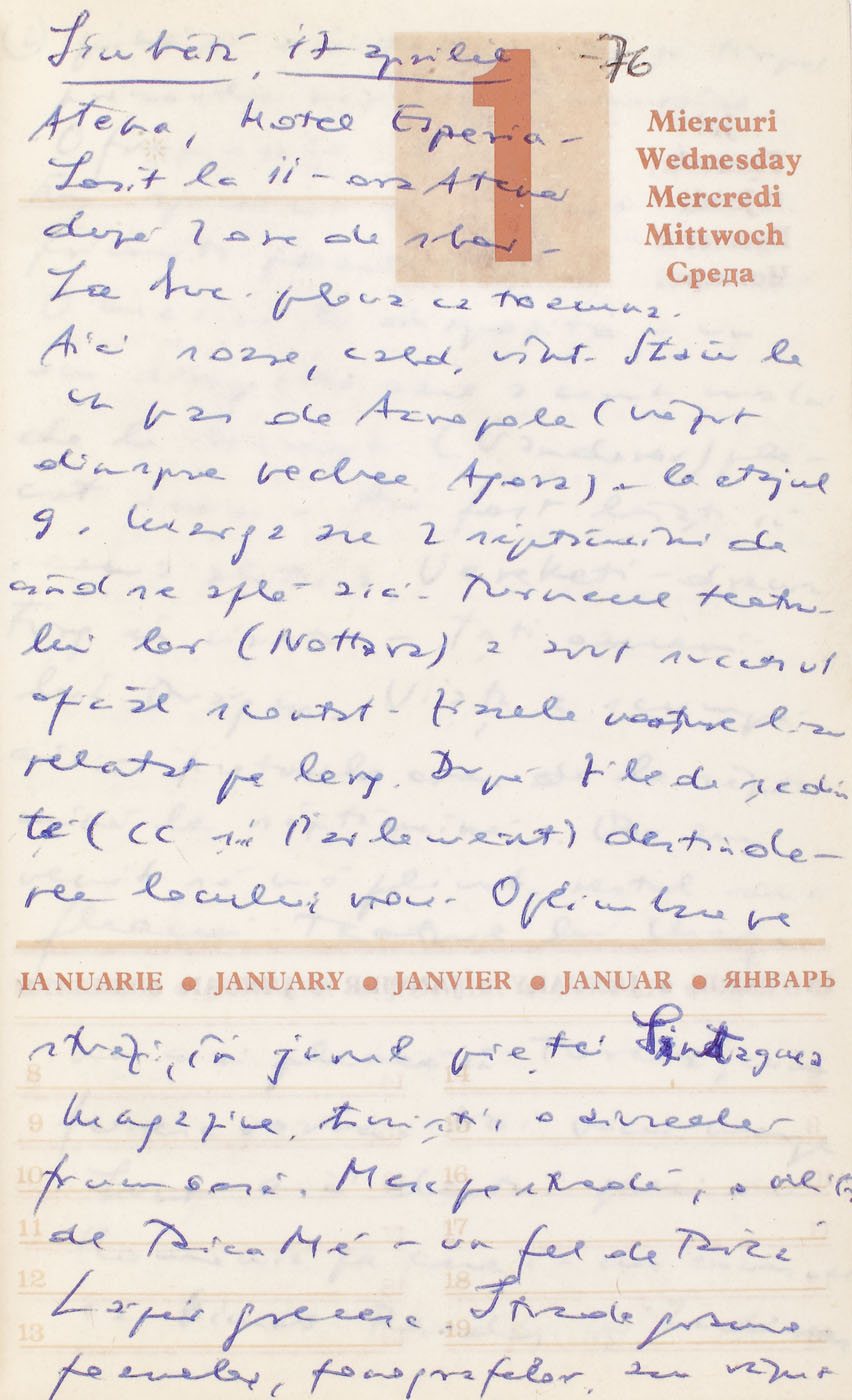 Jurnal de călătorie scris de Eugen Barbu cu ocazia vizitei în Grecia, 1976