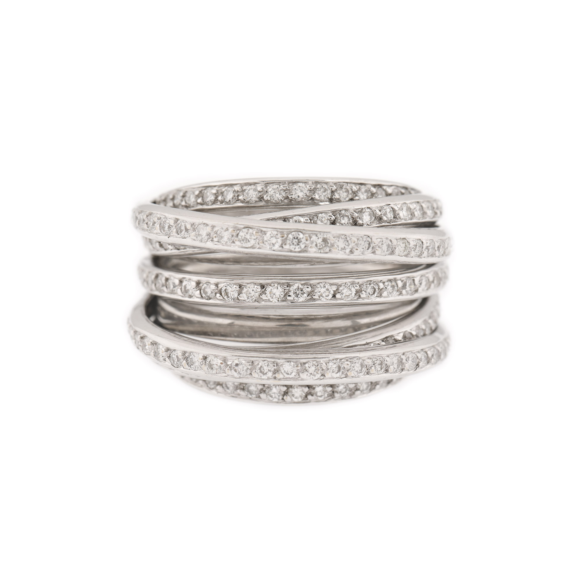 Ring, white gold, decorated with diamonds