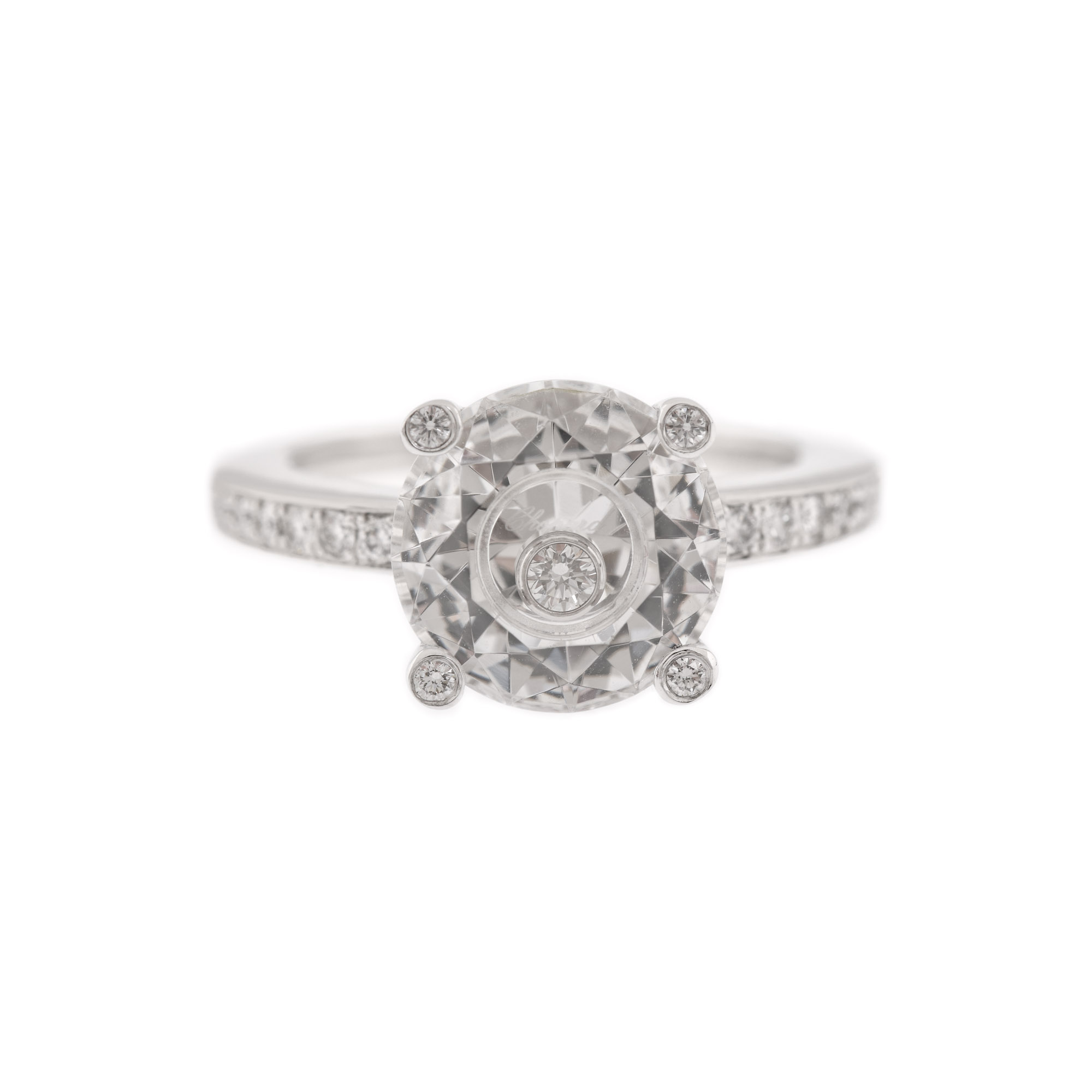 Inel Chopard din aur alb, decorat cu diamante