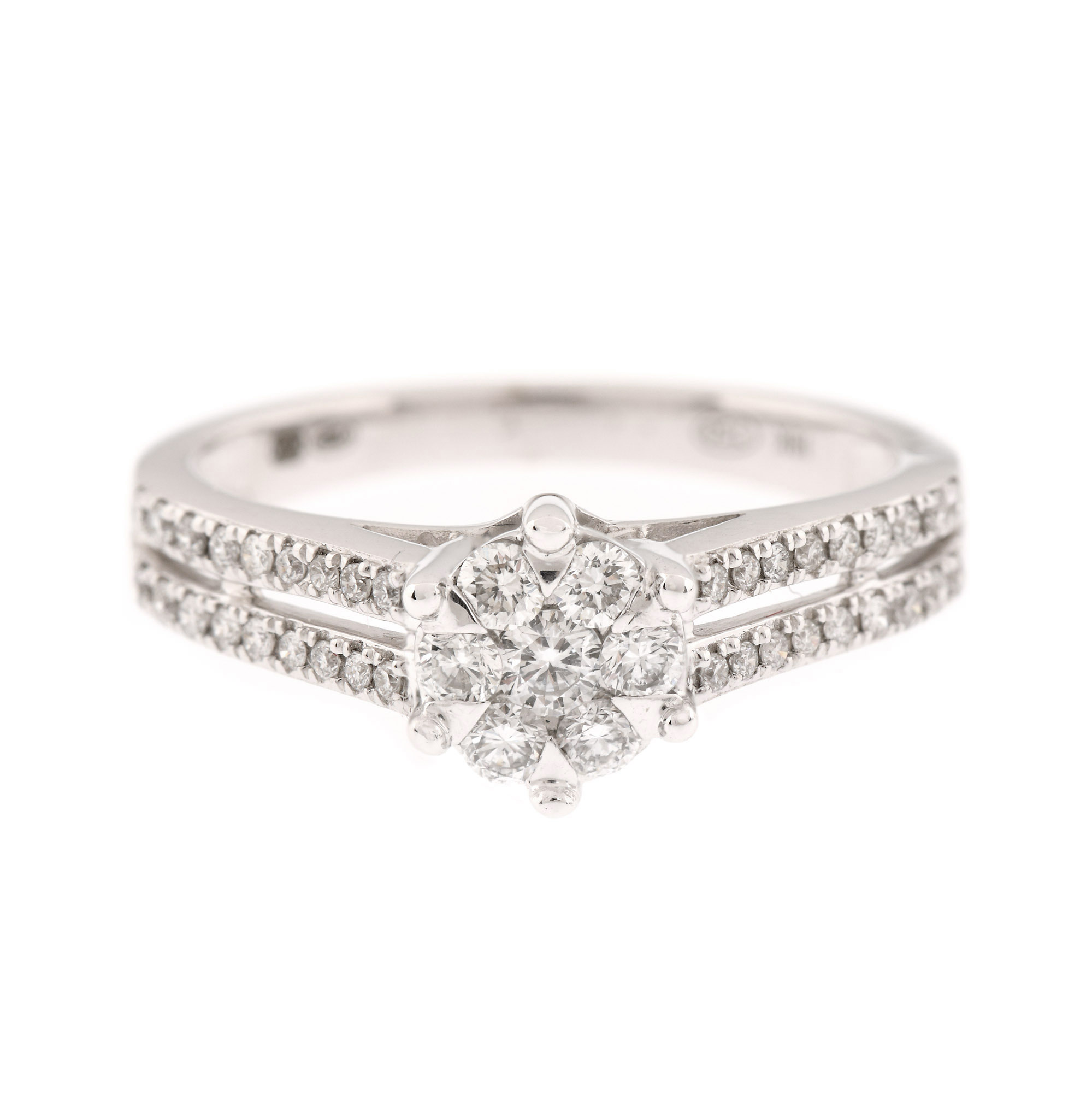 Ring, white gold, decorated with diamonds