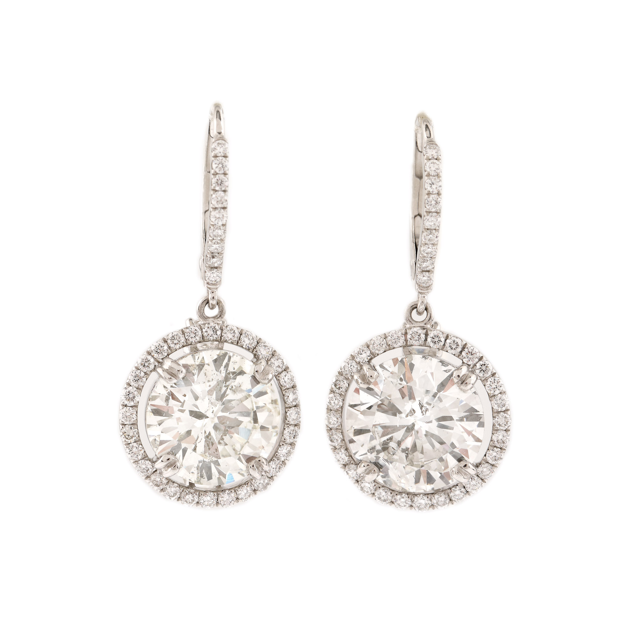 Pair of earrings, white gold, decorated with diamonds