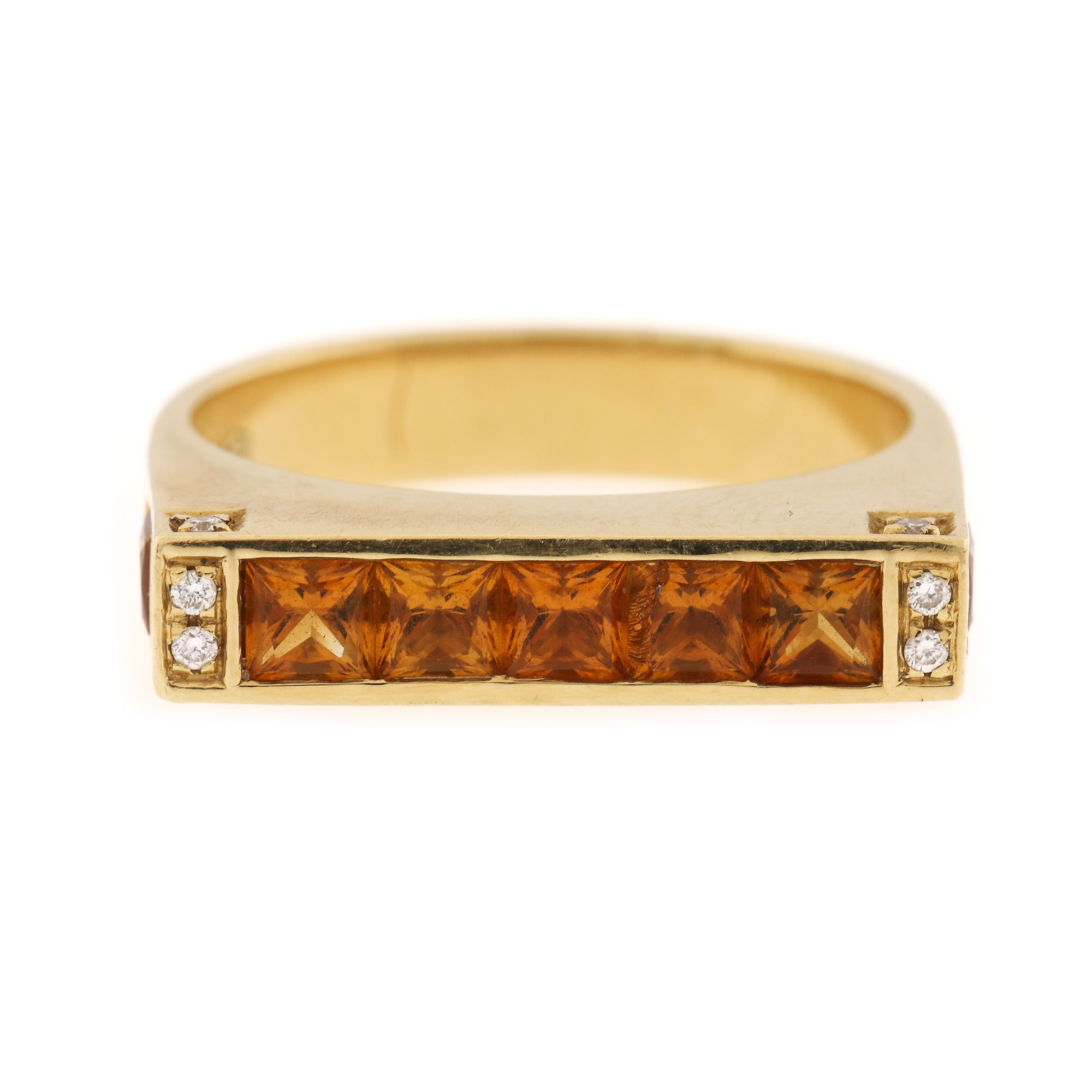 Chimento ring, gold, decorated with citrines and diamonds