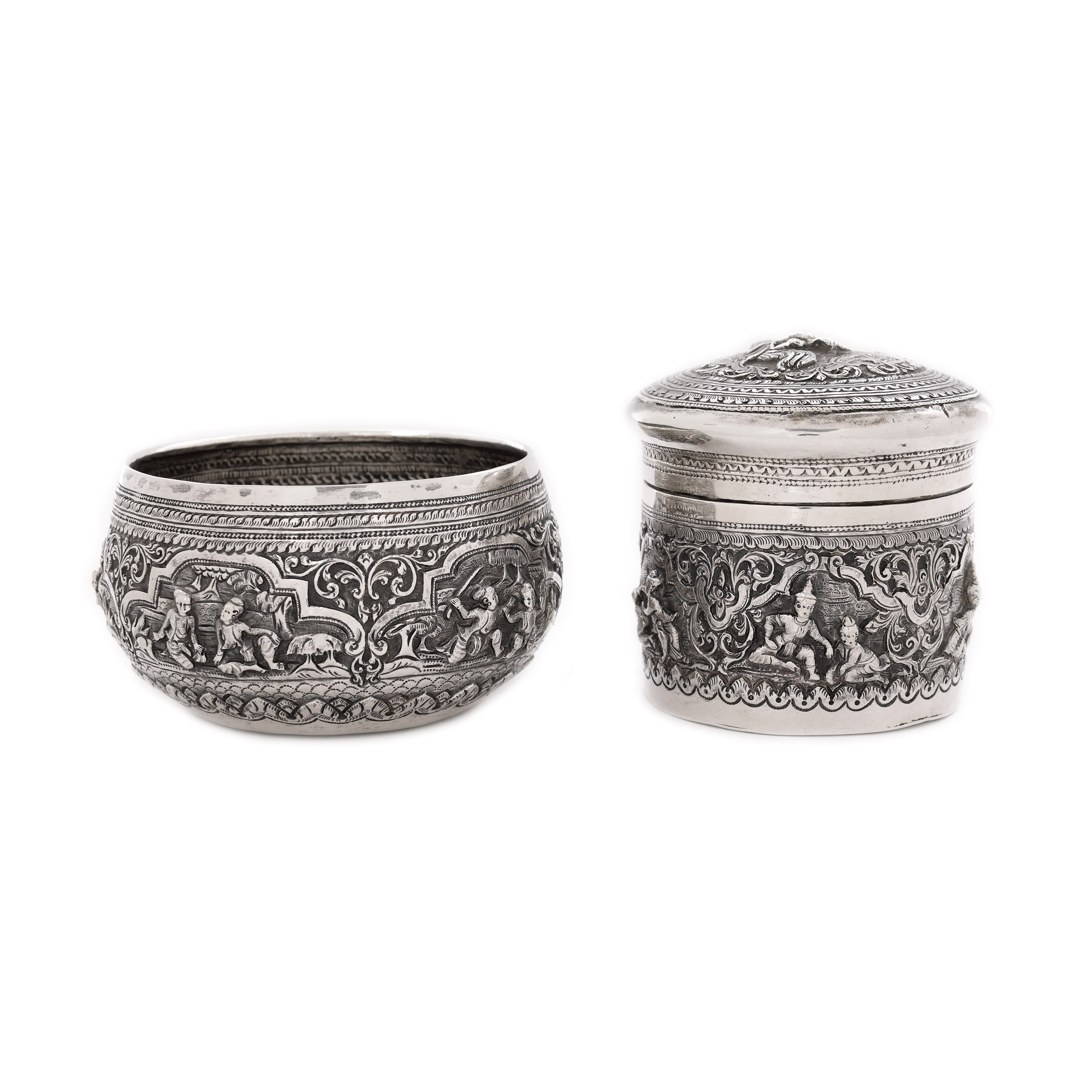 Tea caddy și zaharniță din argint