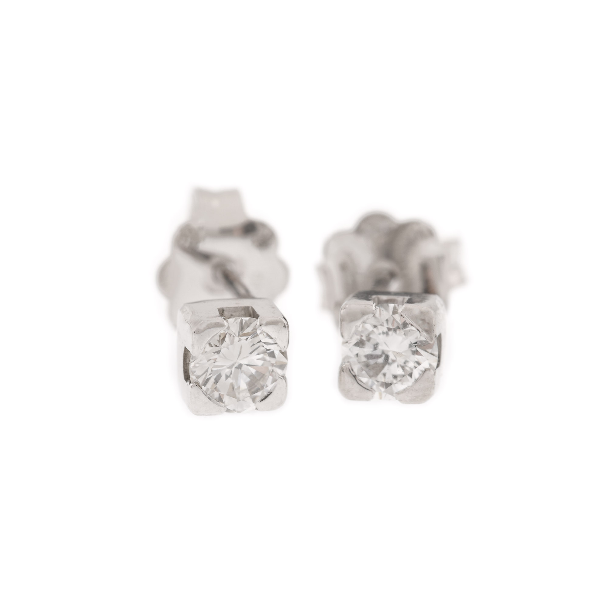 Pair of earrings, white gold, decorated with diamonds