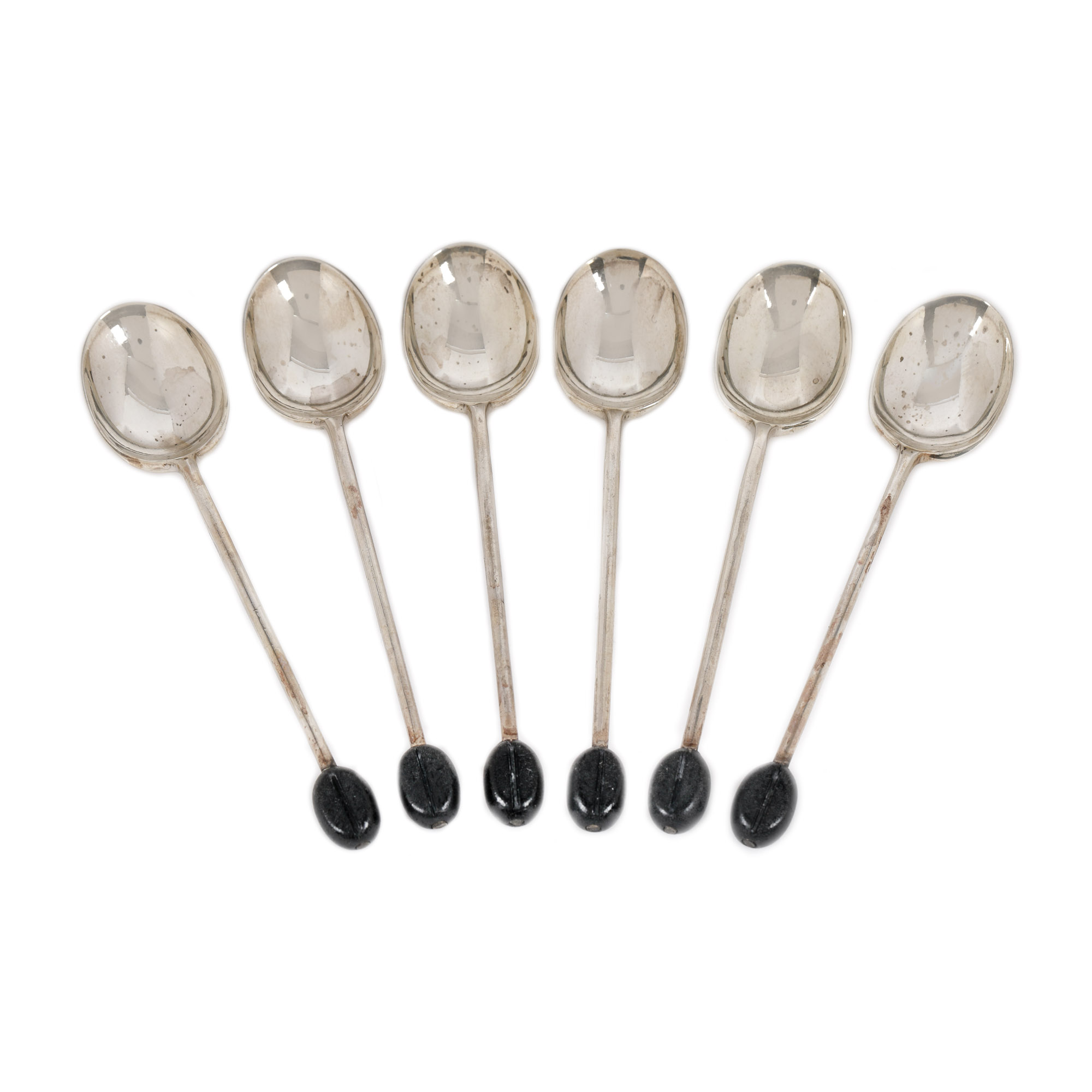 Set de lingurițe din argint Mappin & Webb, pentru cafea, 1931, în cutie originală