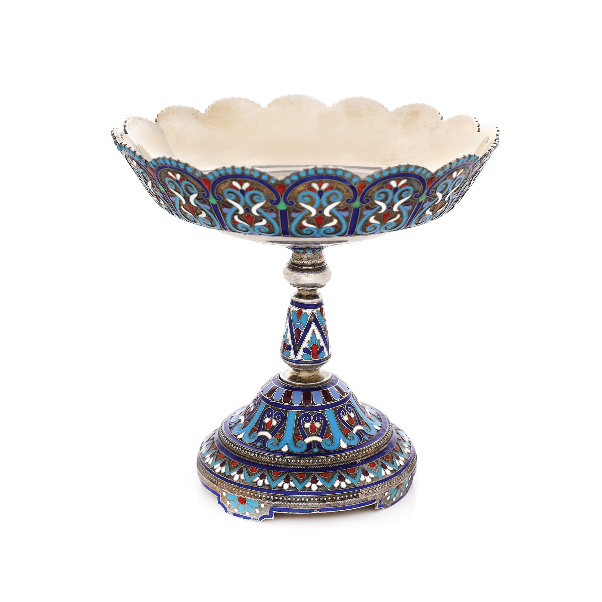 Tazza rusească din argint, decorată cu email, cca. 1891