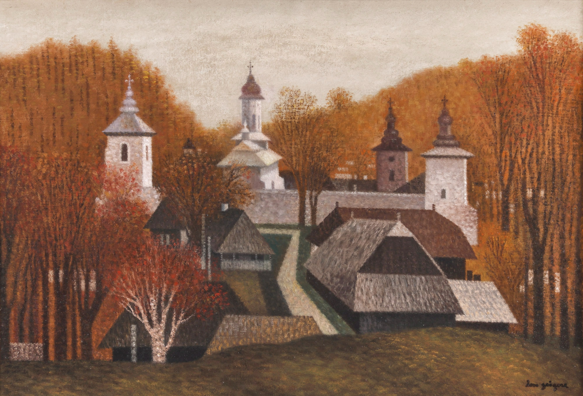 Peisaj cu Mănăstirea Slatina