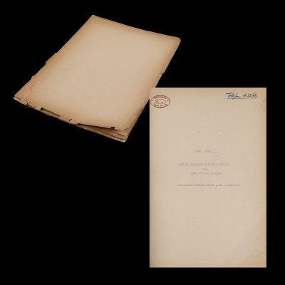 Manuscrisul piesei ”Mister Bradling salvează America - Întâmplare occidentală, în 3 tablouri” de Sașa Pană, august 1949, cu semnătura olografă (37 file)