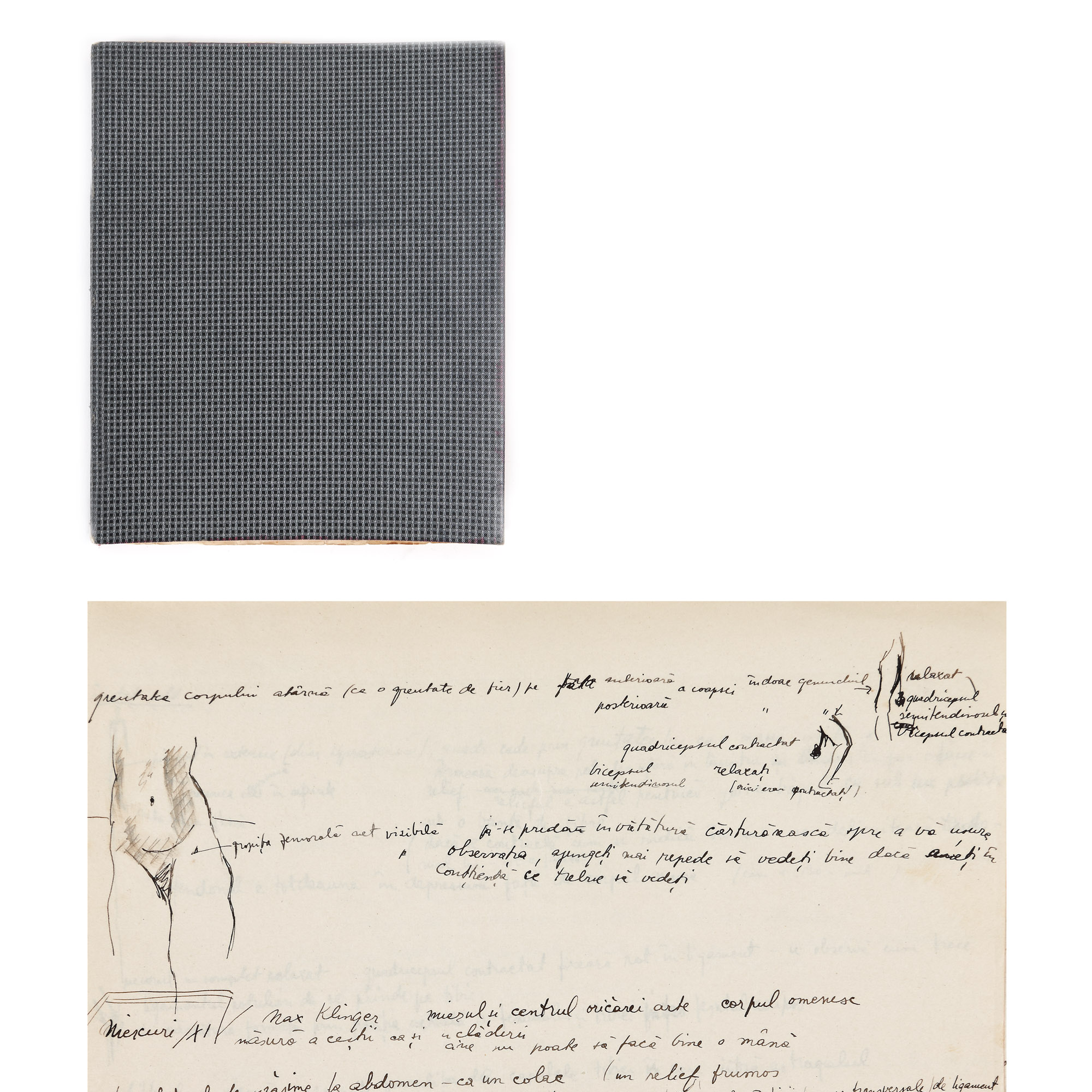 Notebook of artistic anatomy and theology of the painter Medi Dinu, 1930-1931, part of the collection of the Stephan Roll and Medi Dinu family