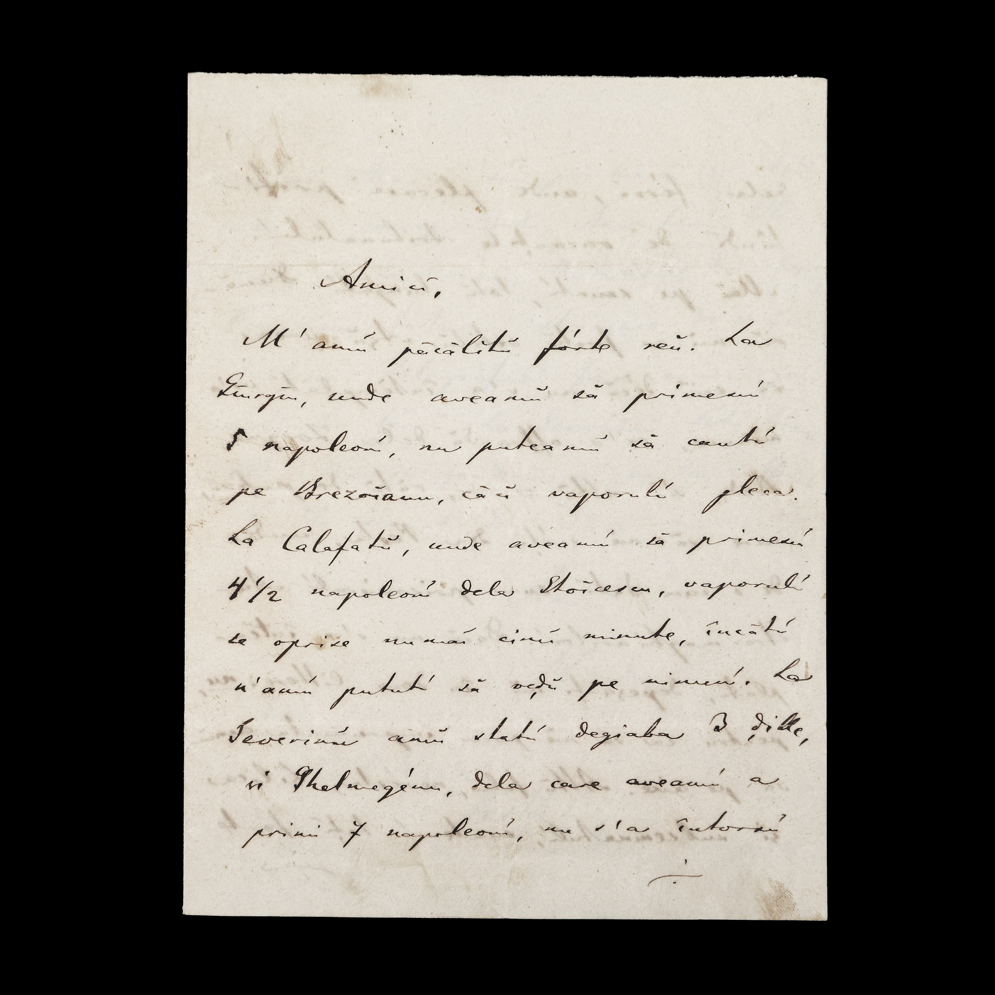 Handwritten letter sent by Bogdan Petriceicu Hașdeu (2 sheets)