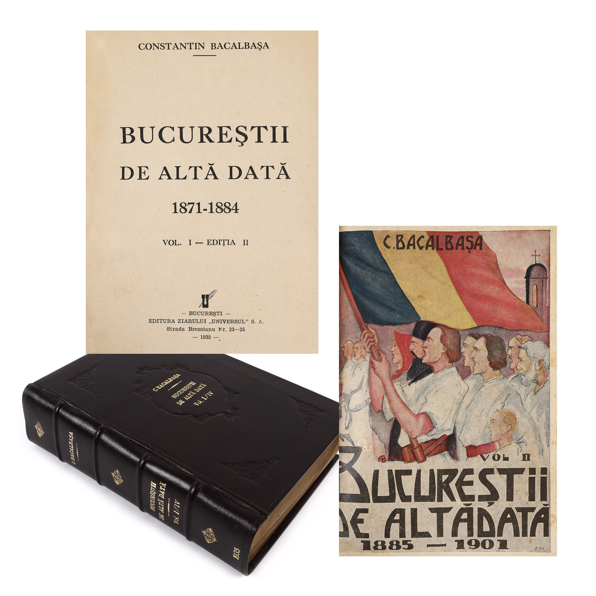 Bound in four volumes "Bucureștii de altă dată", by Constantin Bacalbașa, Bucharest, 1935