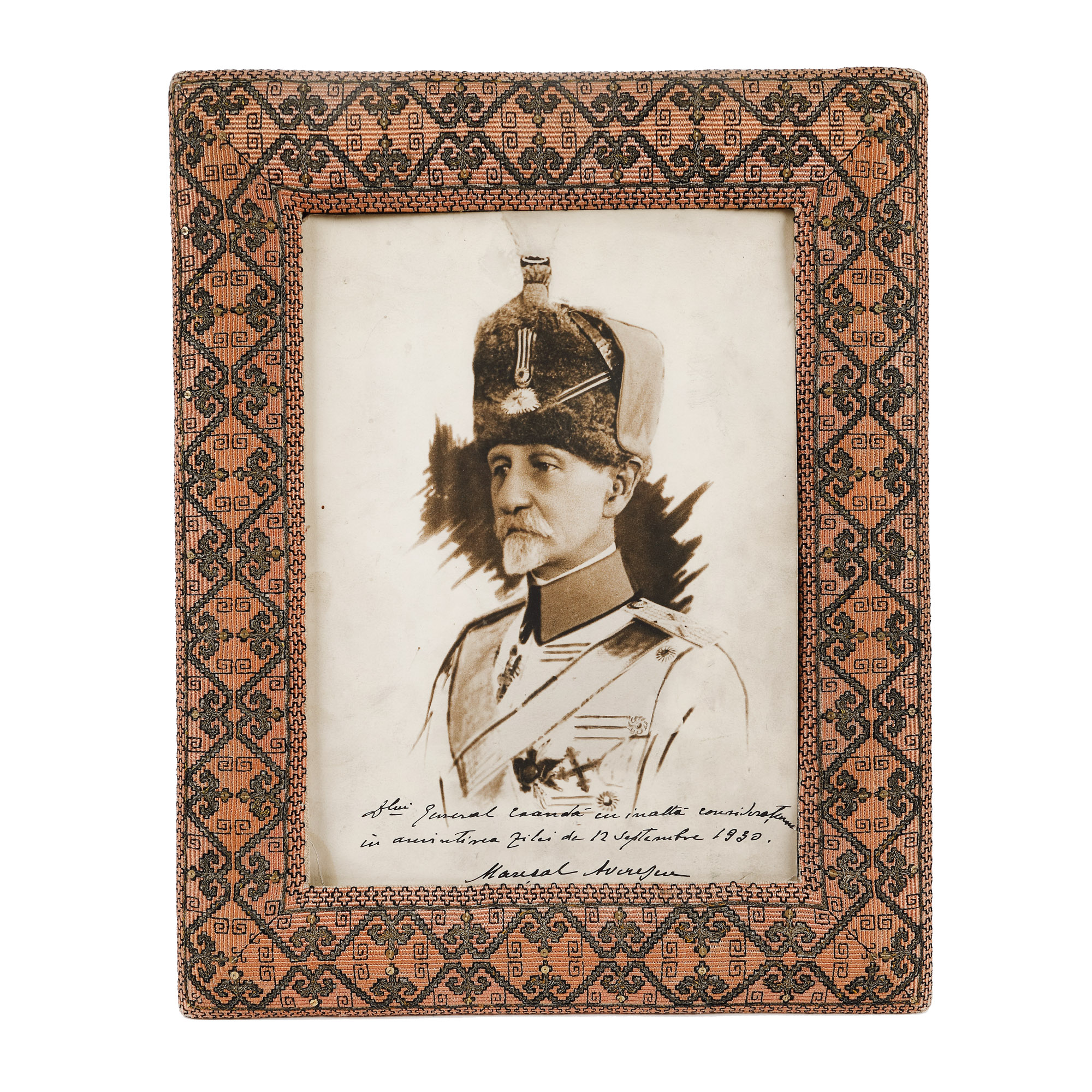 Marshal Alexandru Averescu - photograph, September 12, 1930, with the Marshal's dedication to General Constantin Coandă, extreme rarity, collectible item