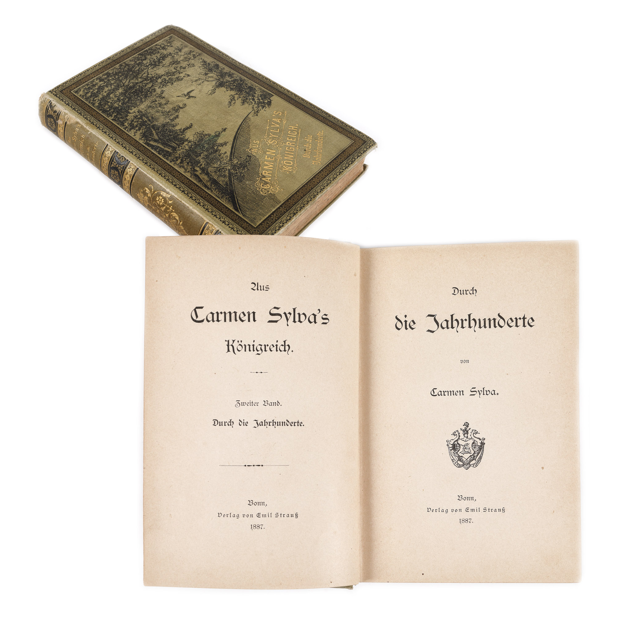 ”Printre veacuri”, de Carmen Sylva, germană, Bonn, 1887, ediție bibliofilă