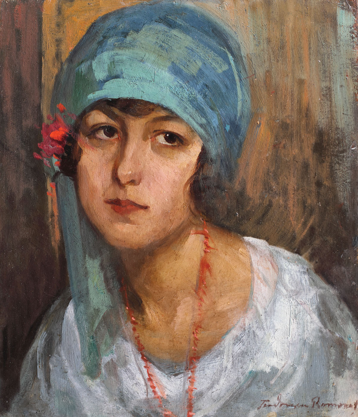 Young Peasant Girl with Red Beads