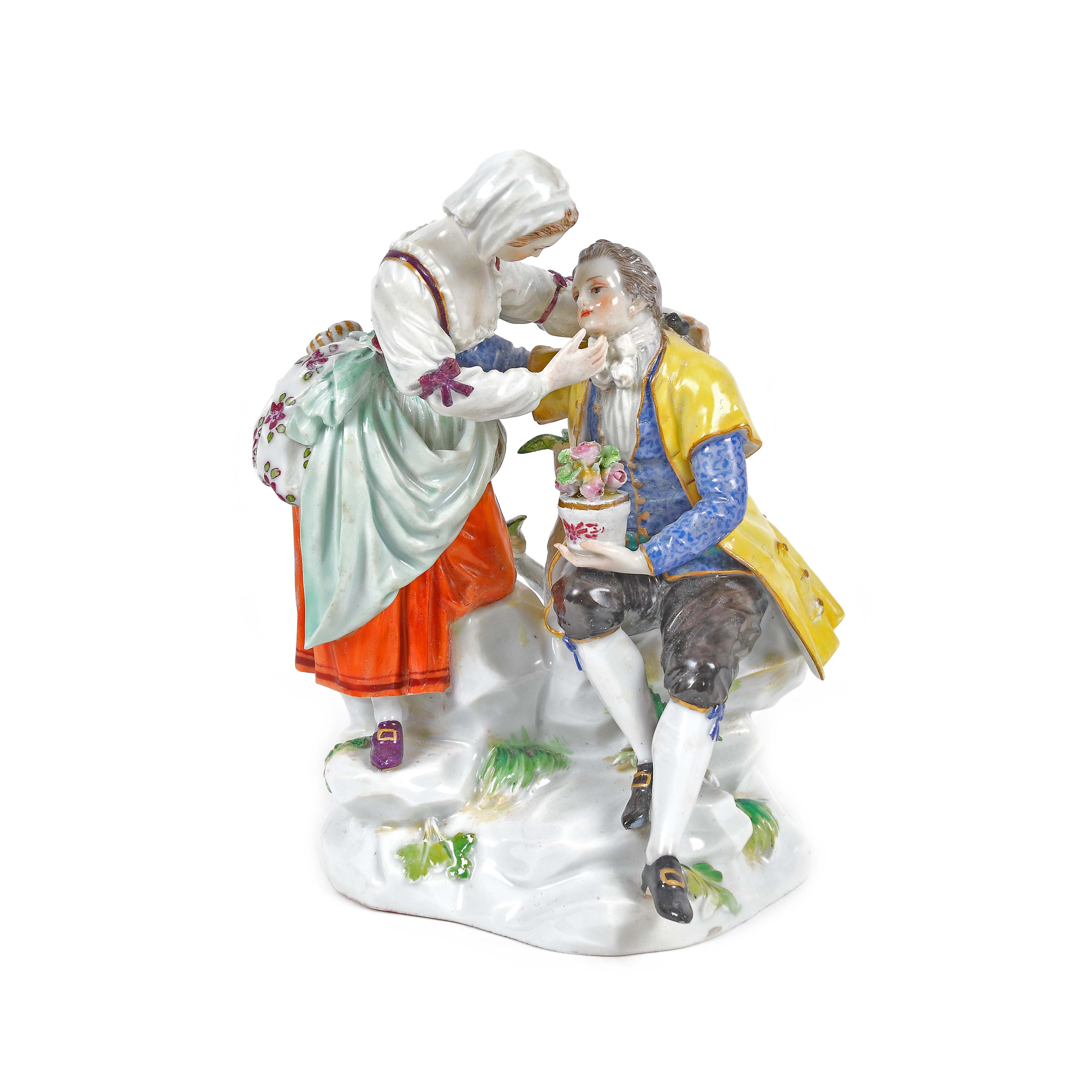 Gallant Scene - Meissen porcelain statuary group, 19th century