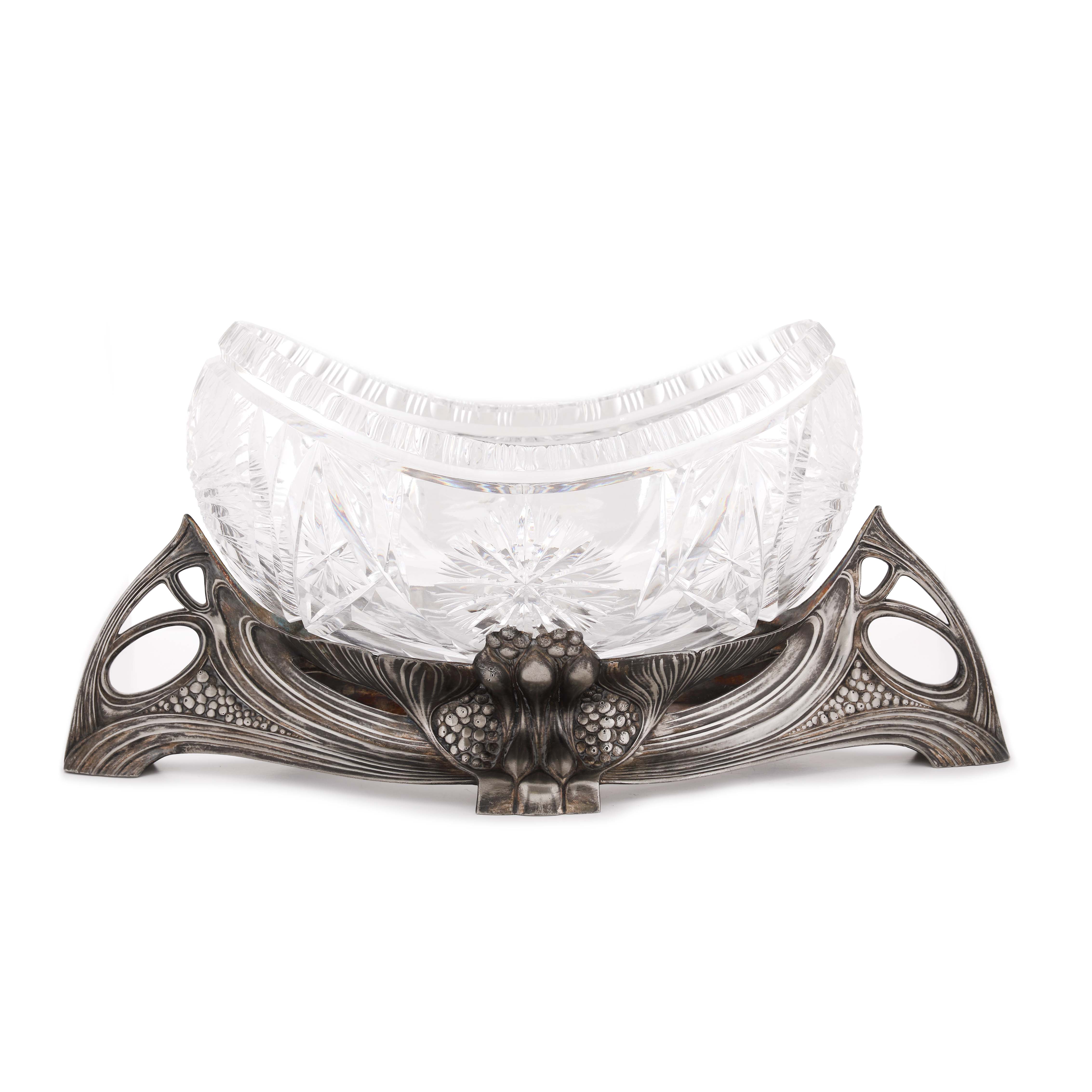WMF holder, Sezession style, with crystal bowl, approx. 1900-1905