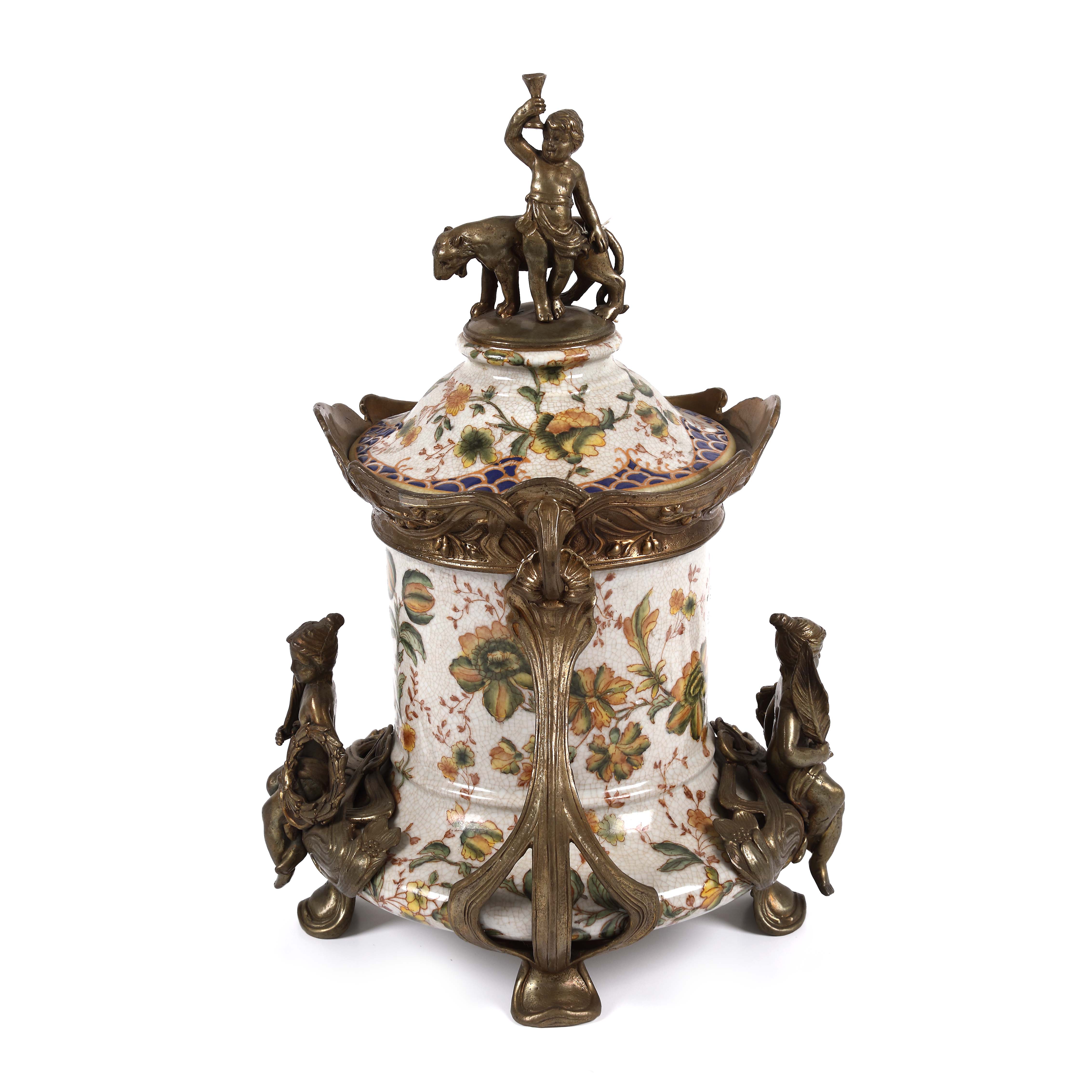 William Lowe vase with lid, faience, 1895