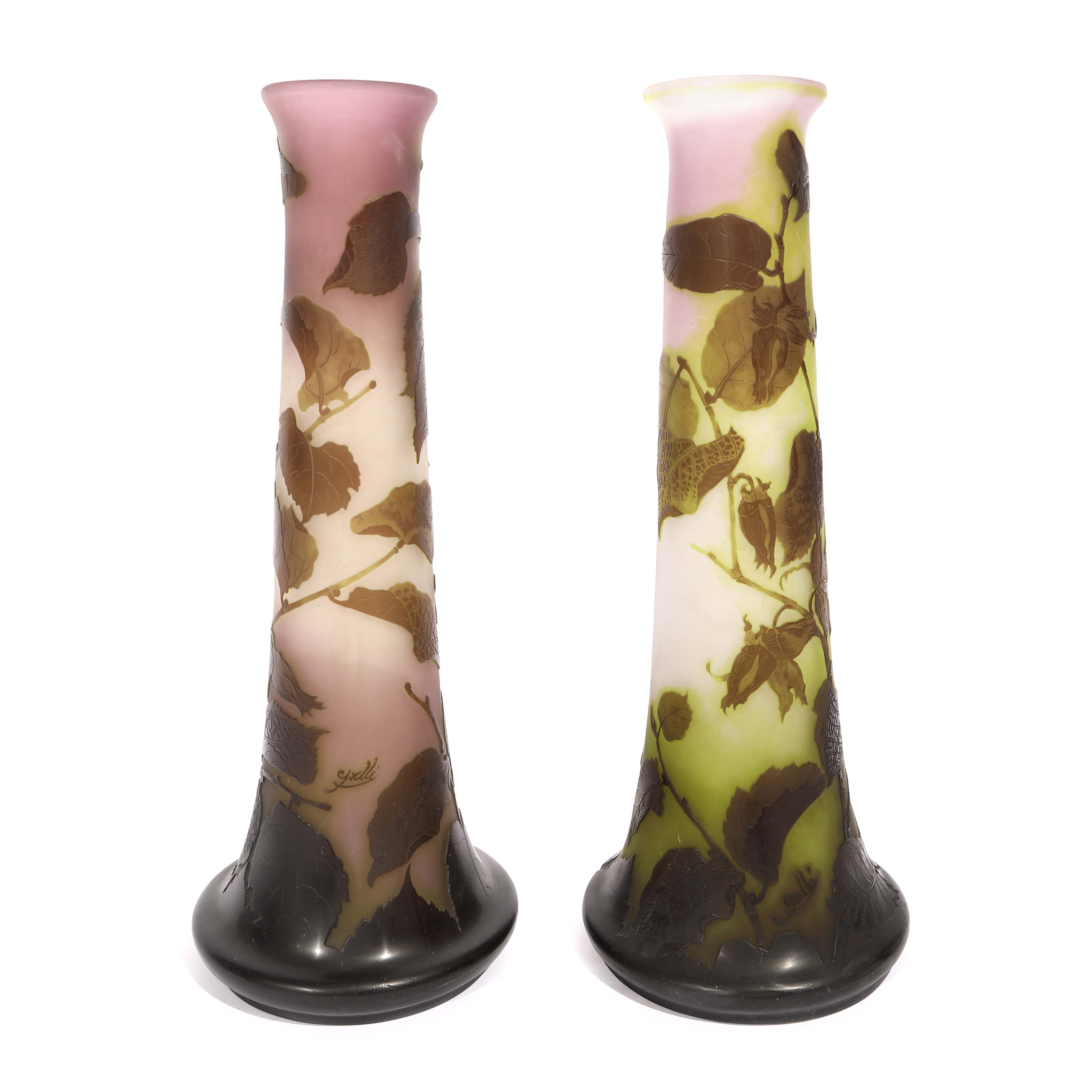 "Noisetiers"- pair of Gallé vases, Art Nouveau, approx. 1910-1920