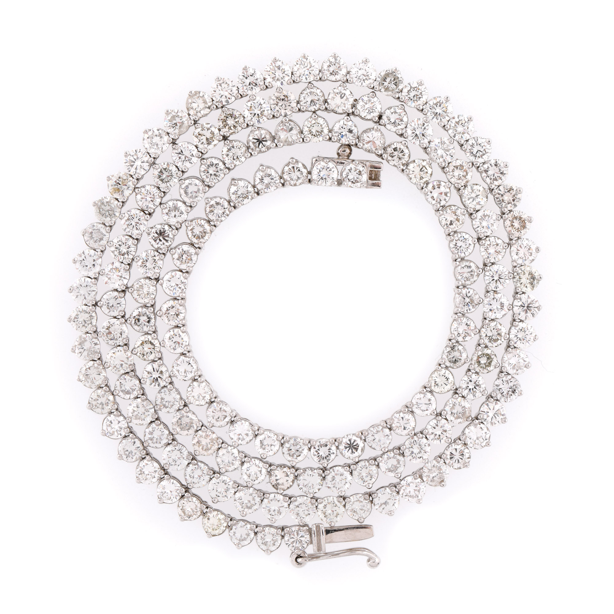 Splendid colier tennis din aur alb, decorat cu diamante