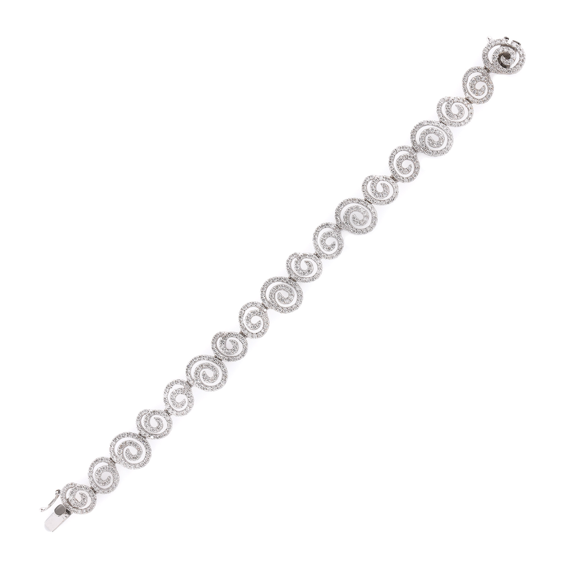White gold bracelet, with spiral elements, trimmed with diamonds