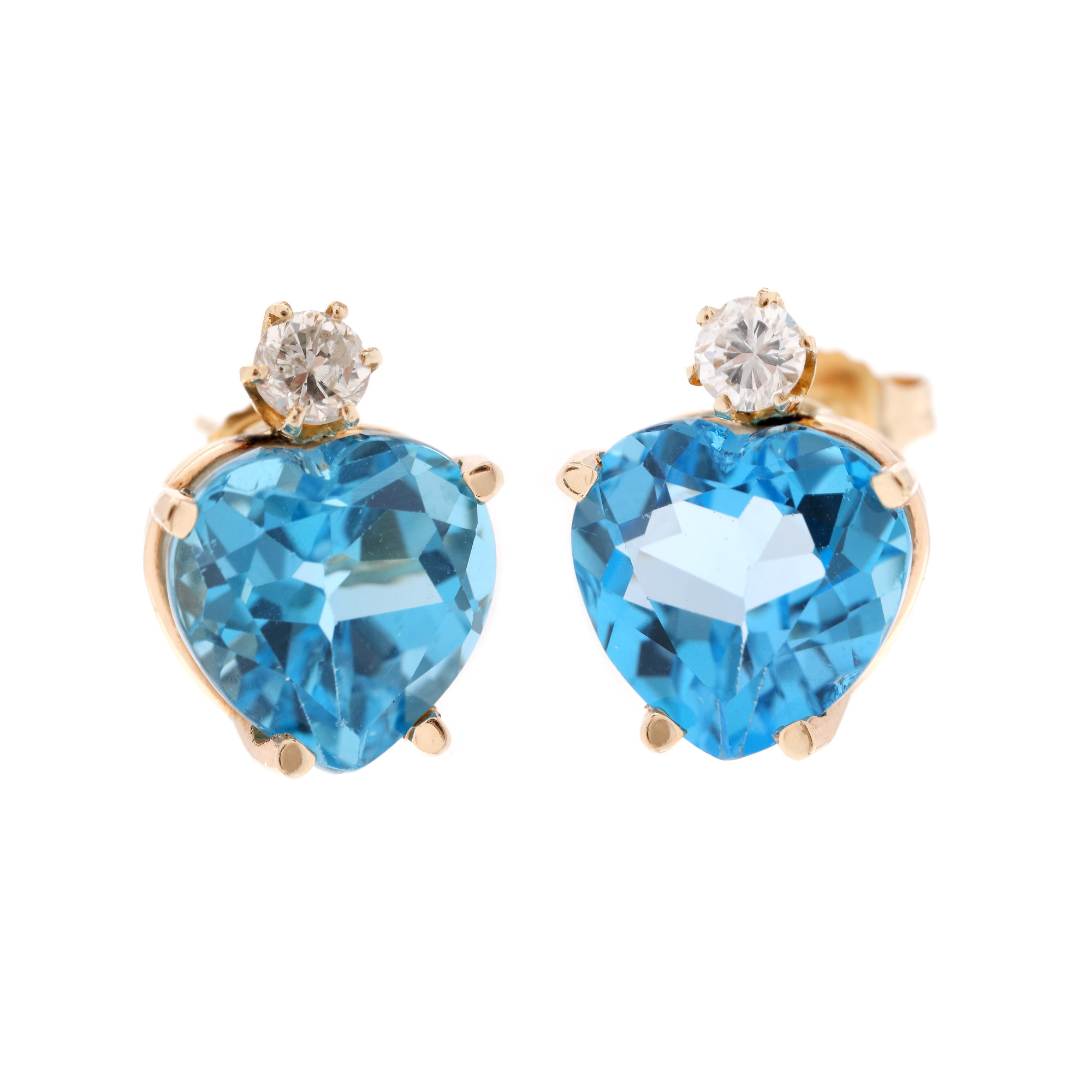 Pair of gold earrings, decorated with topazes and diamonds