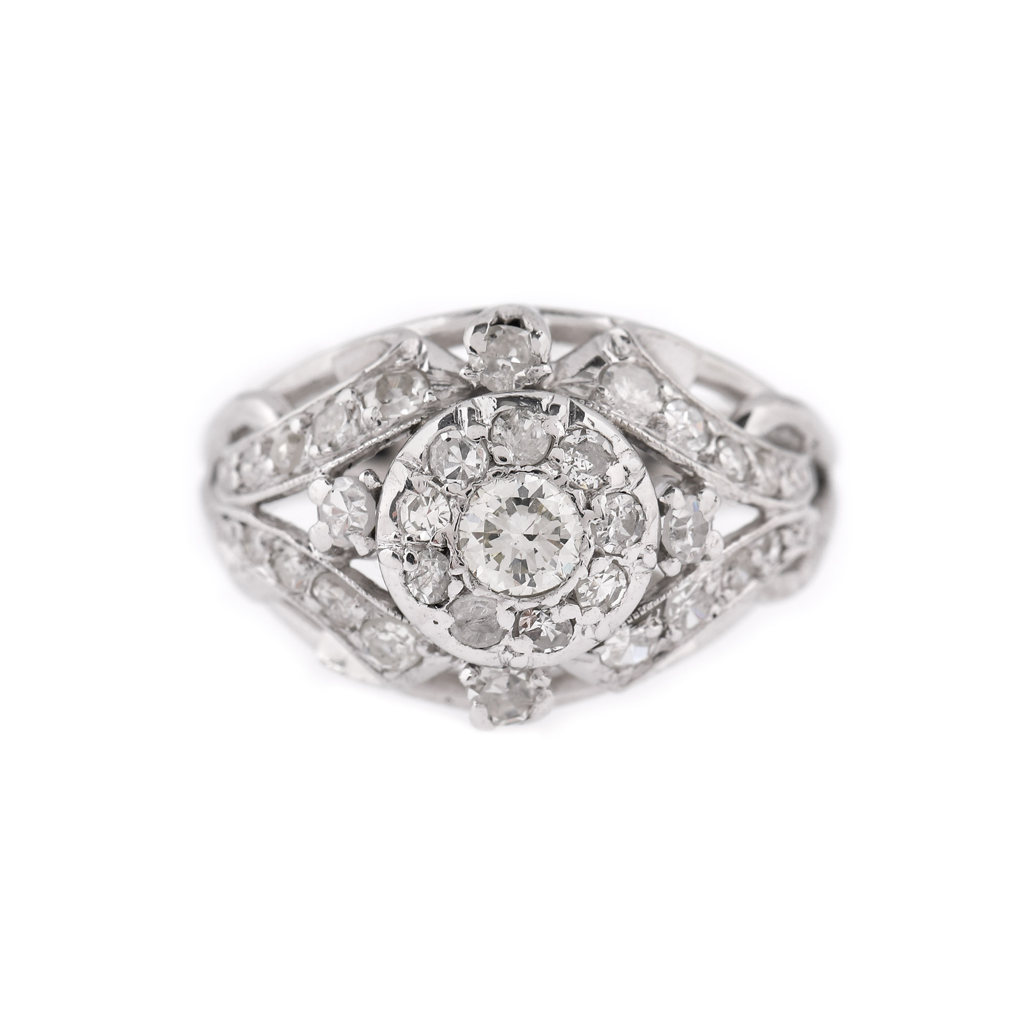 Platinum ring, decorated with diamonds